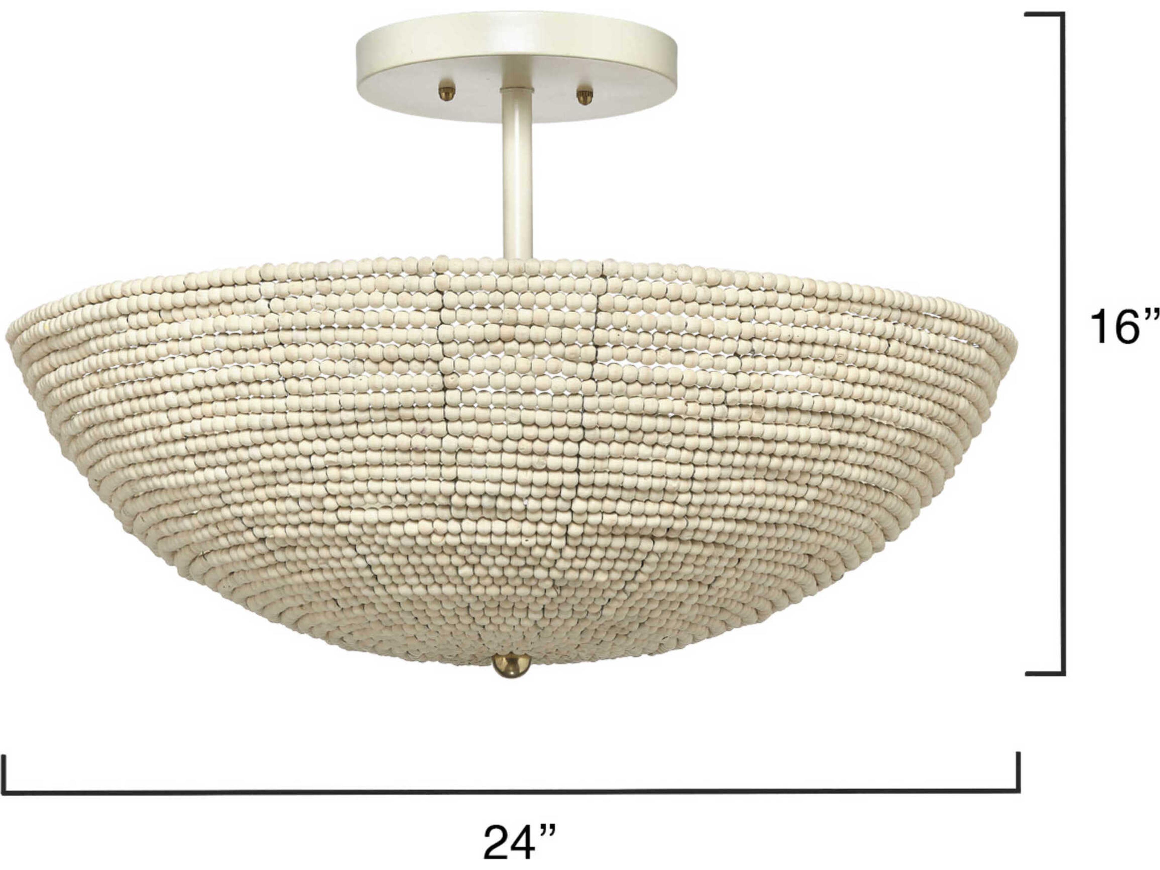 Jamie Young Tsunami 3-Light Natural Cream Brown Bowl Semi Flush Mount