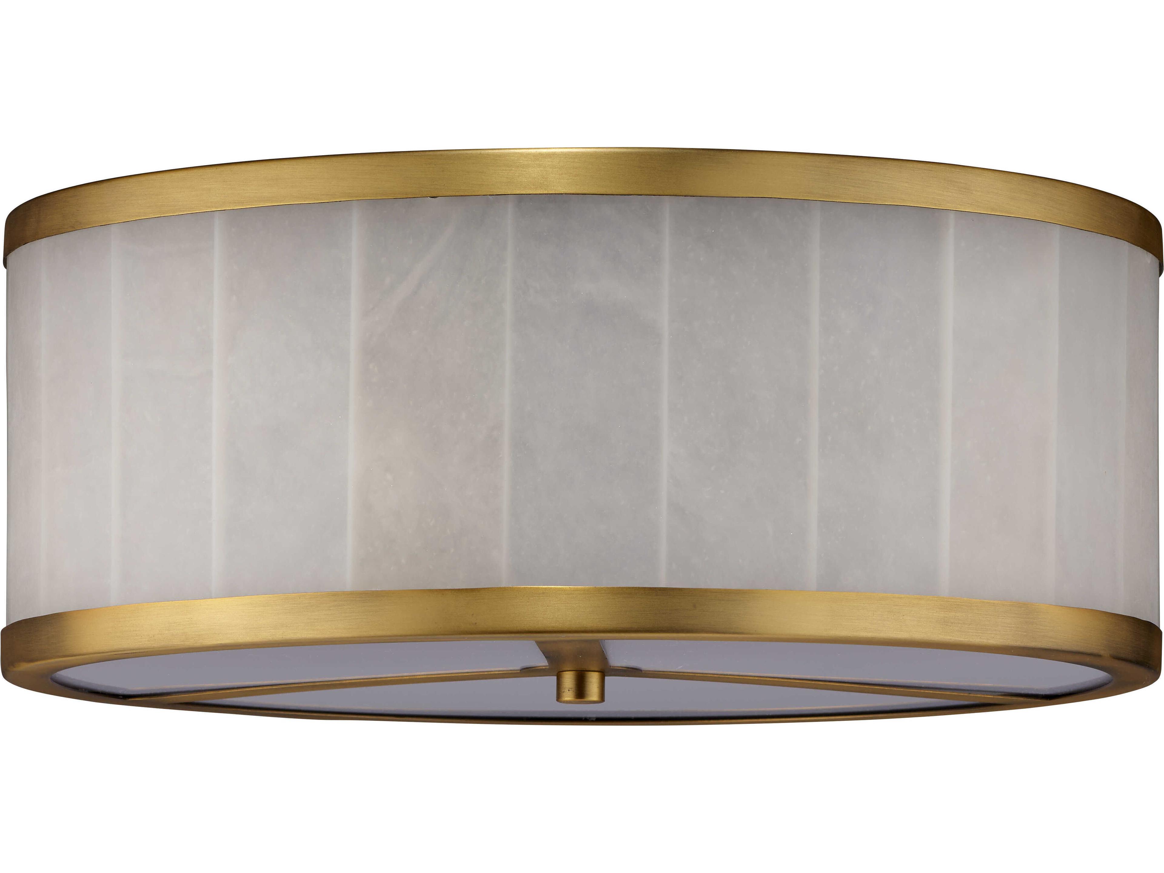 2-Light Brass Drum Flush Mount