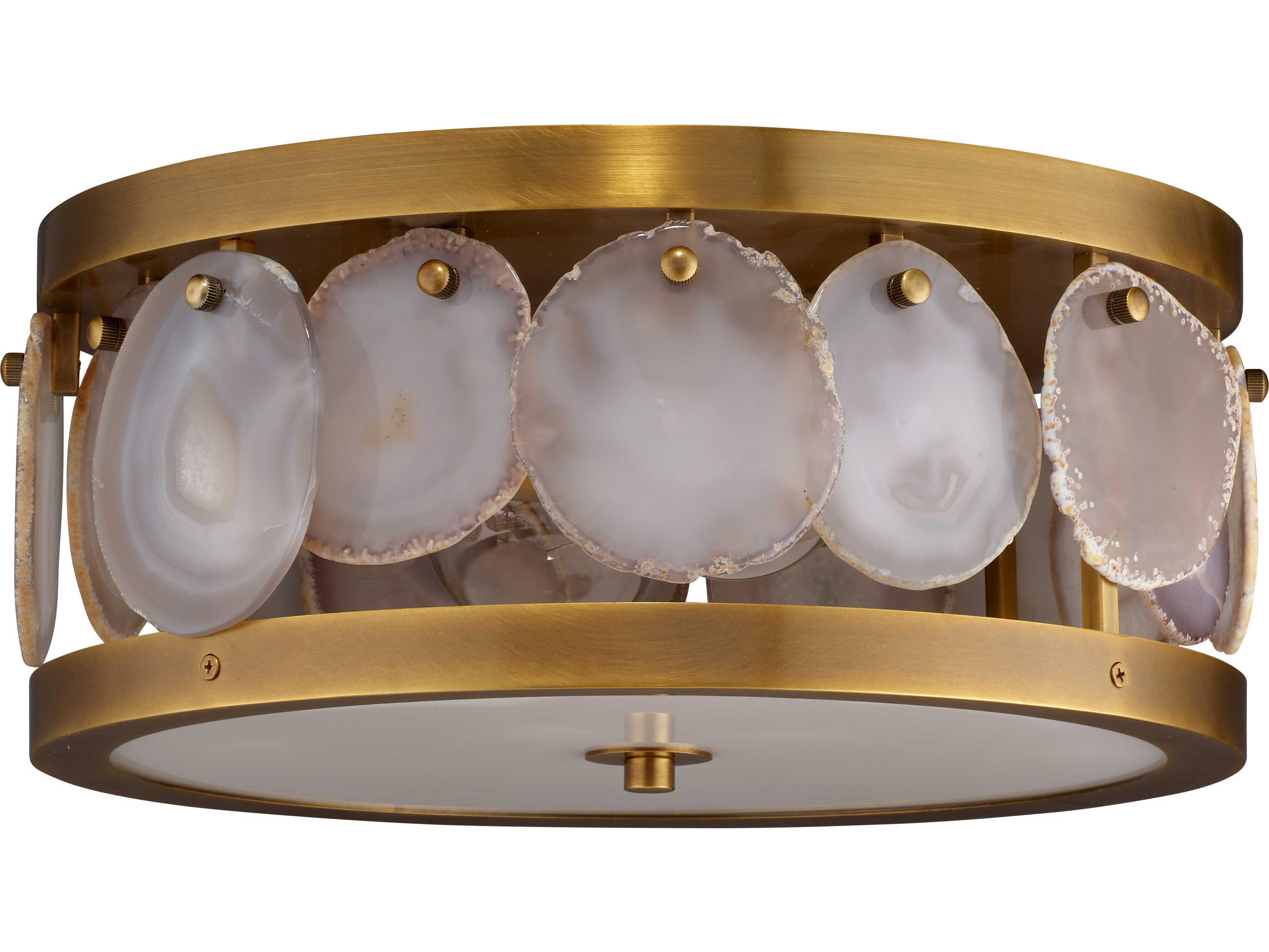 2-Light Antique Brass With Acrylic Diffuser Drum Flush Mount