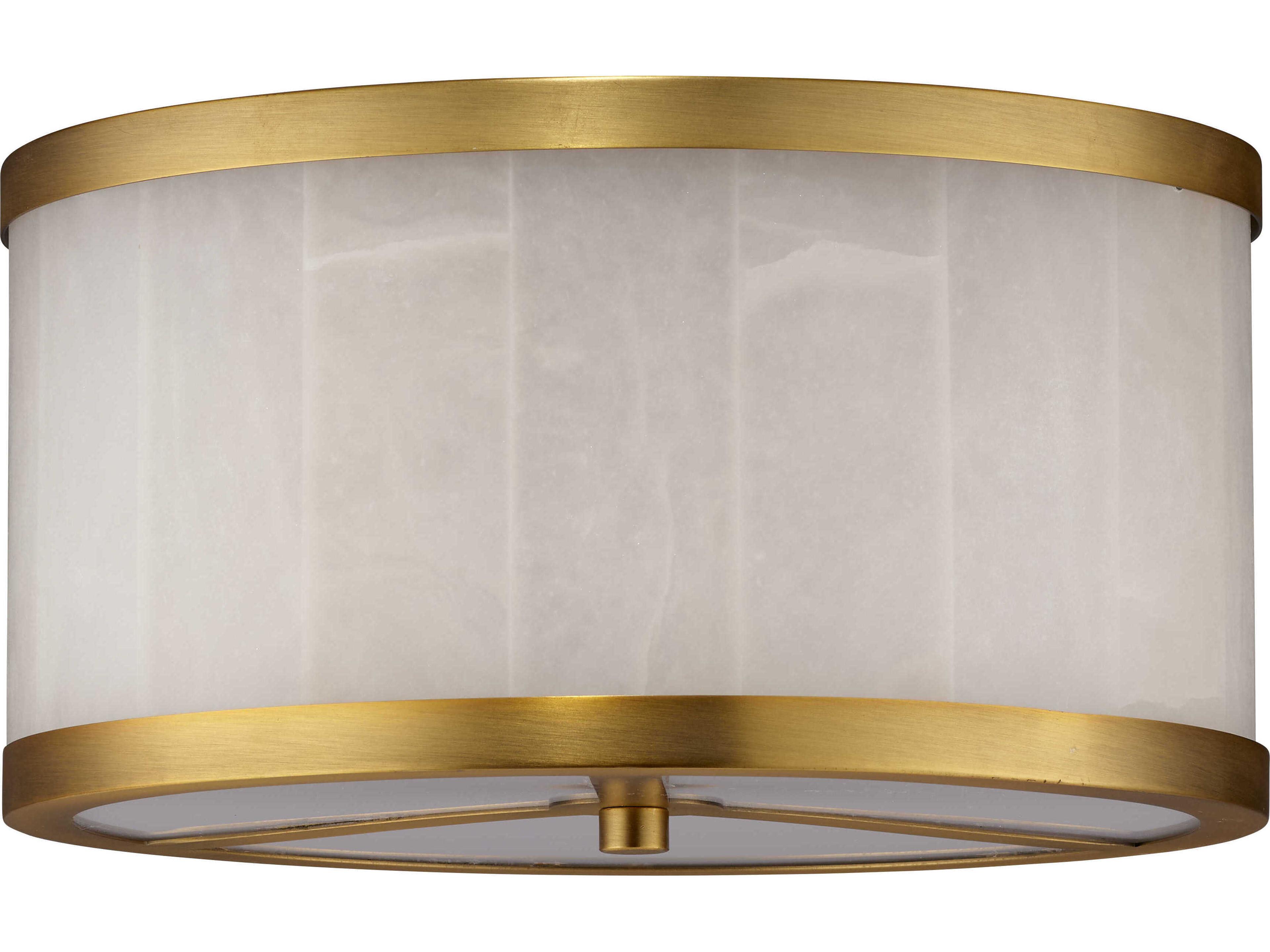 2-Light Brass Drum Flush Mount
