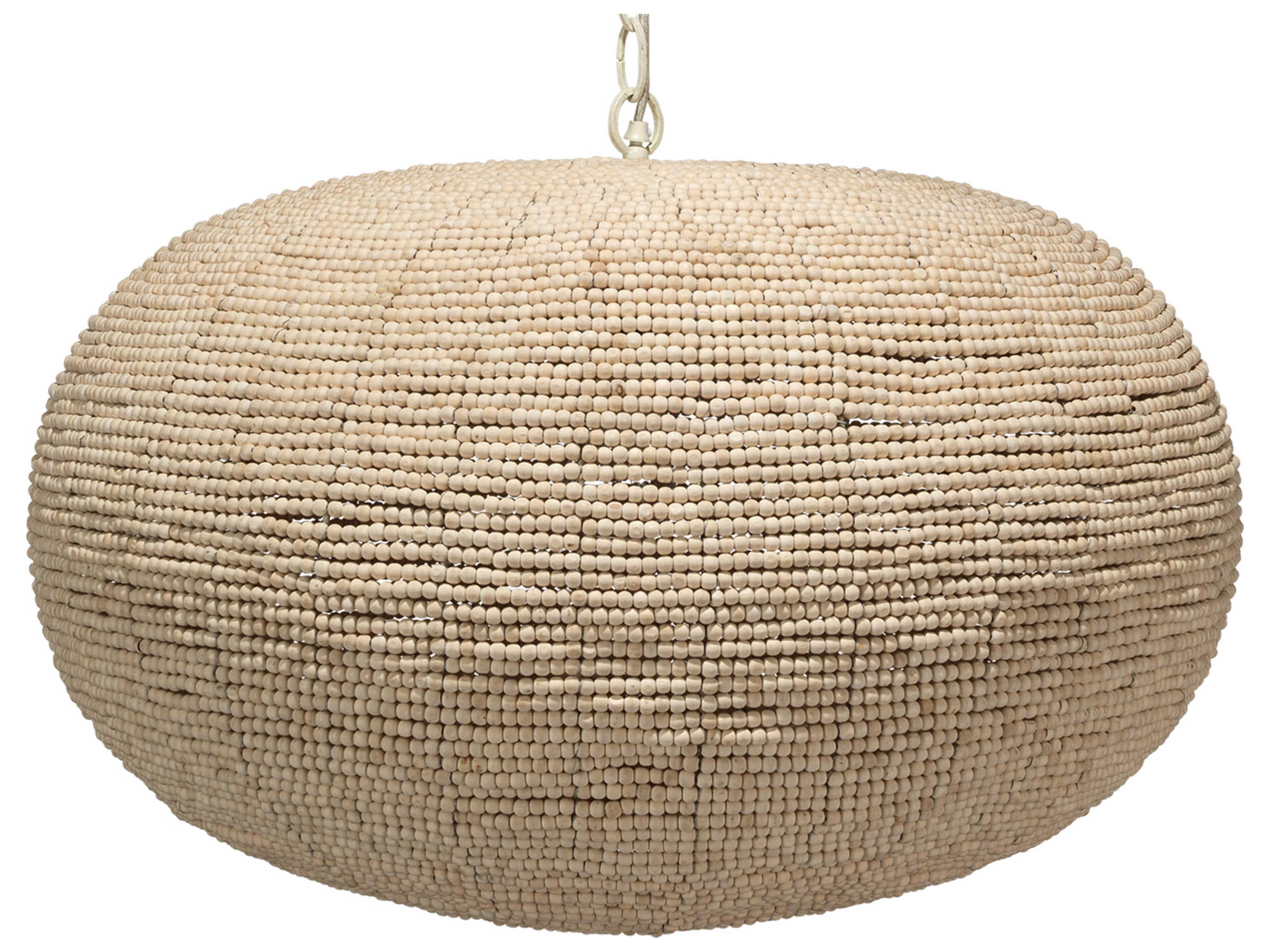 1-Light Off White Beads Round Pendant