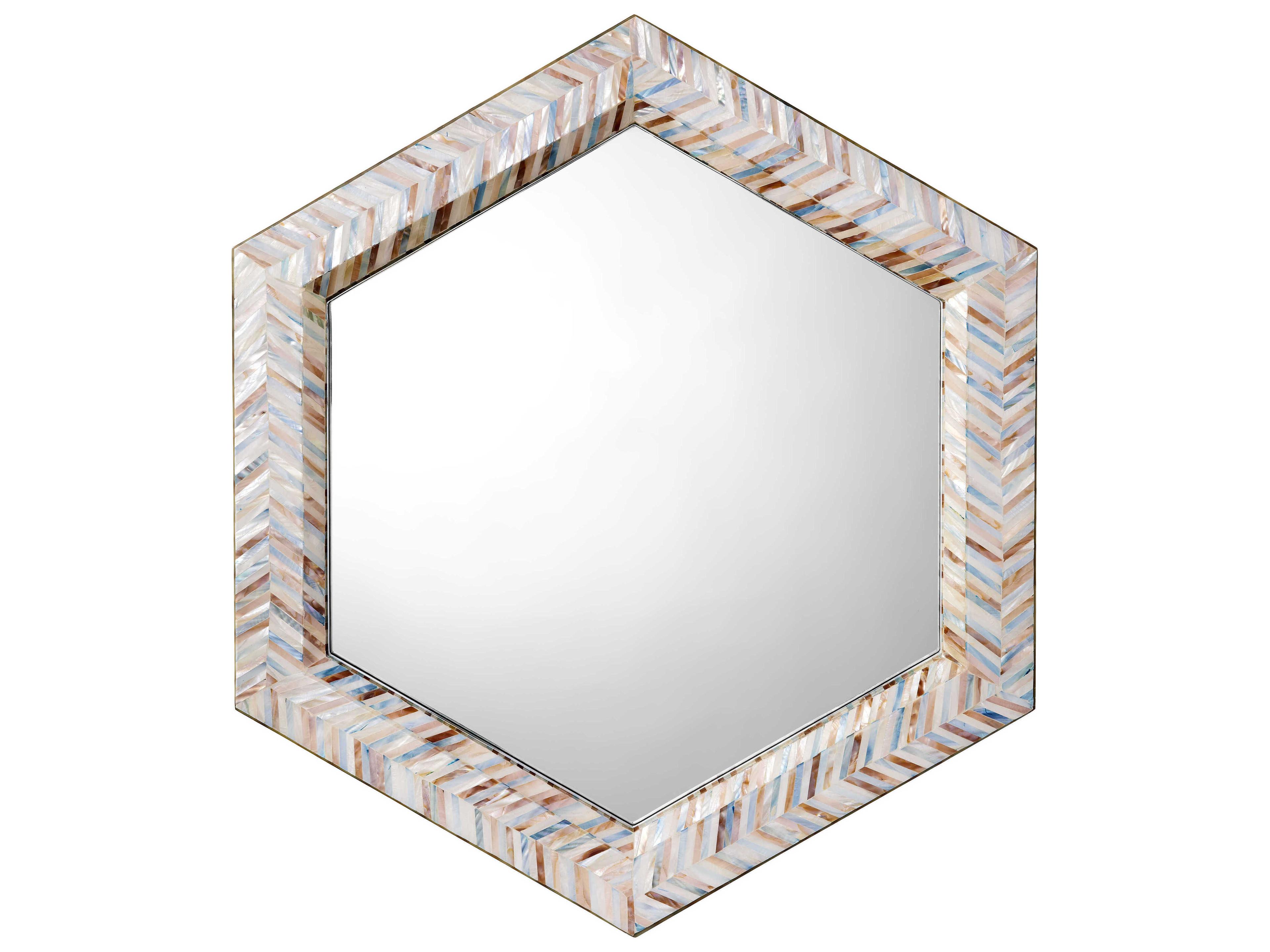 Academy Mother of Pearl Blue Hexagon Wall Mirror