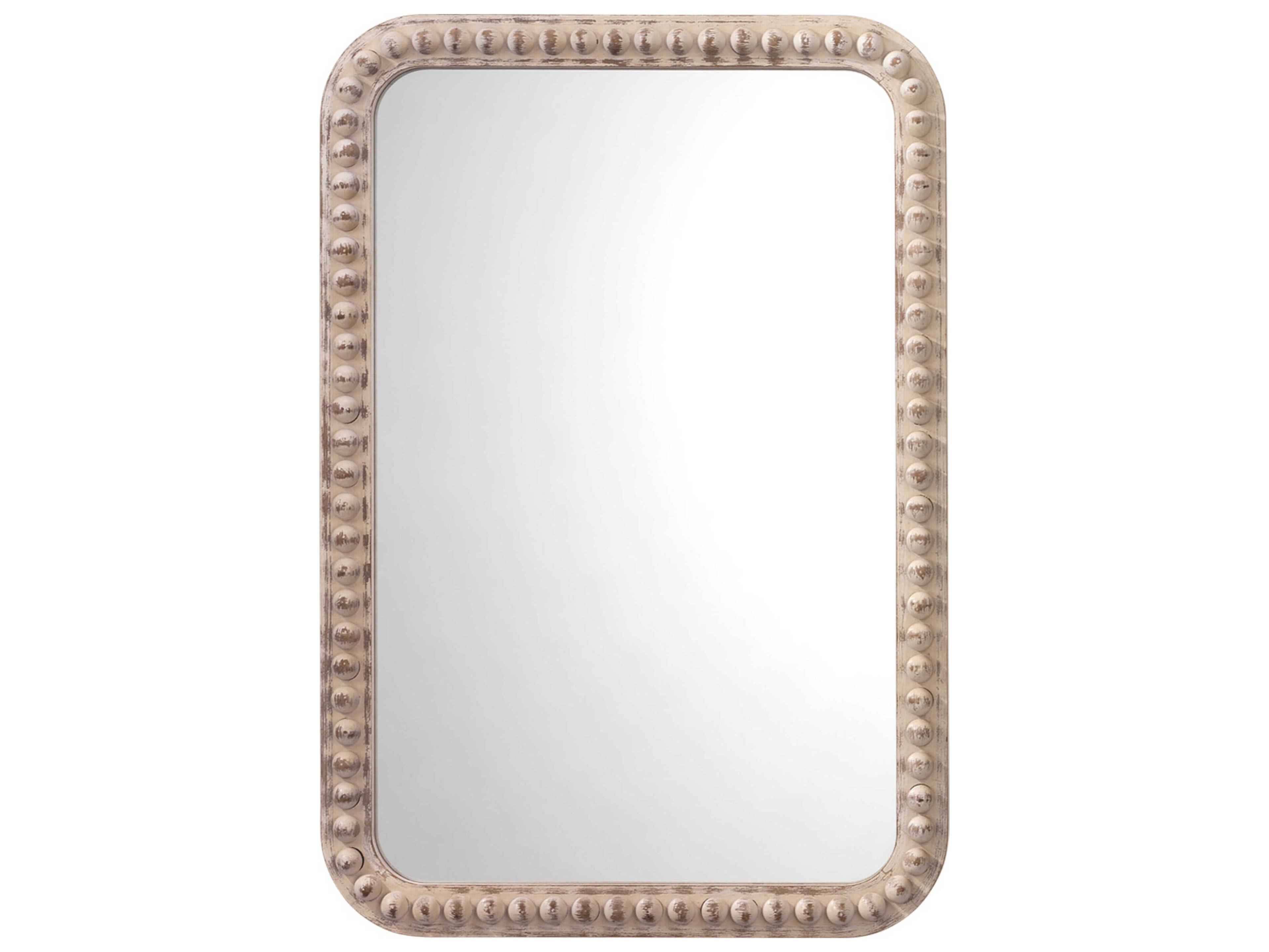 Audrey Rectangle Wall Mirror White Washed Wood Finish