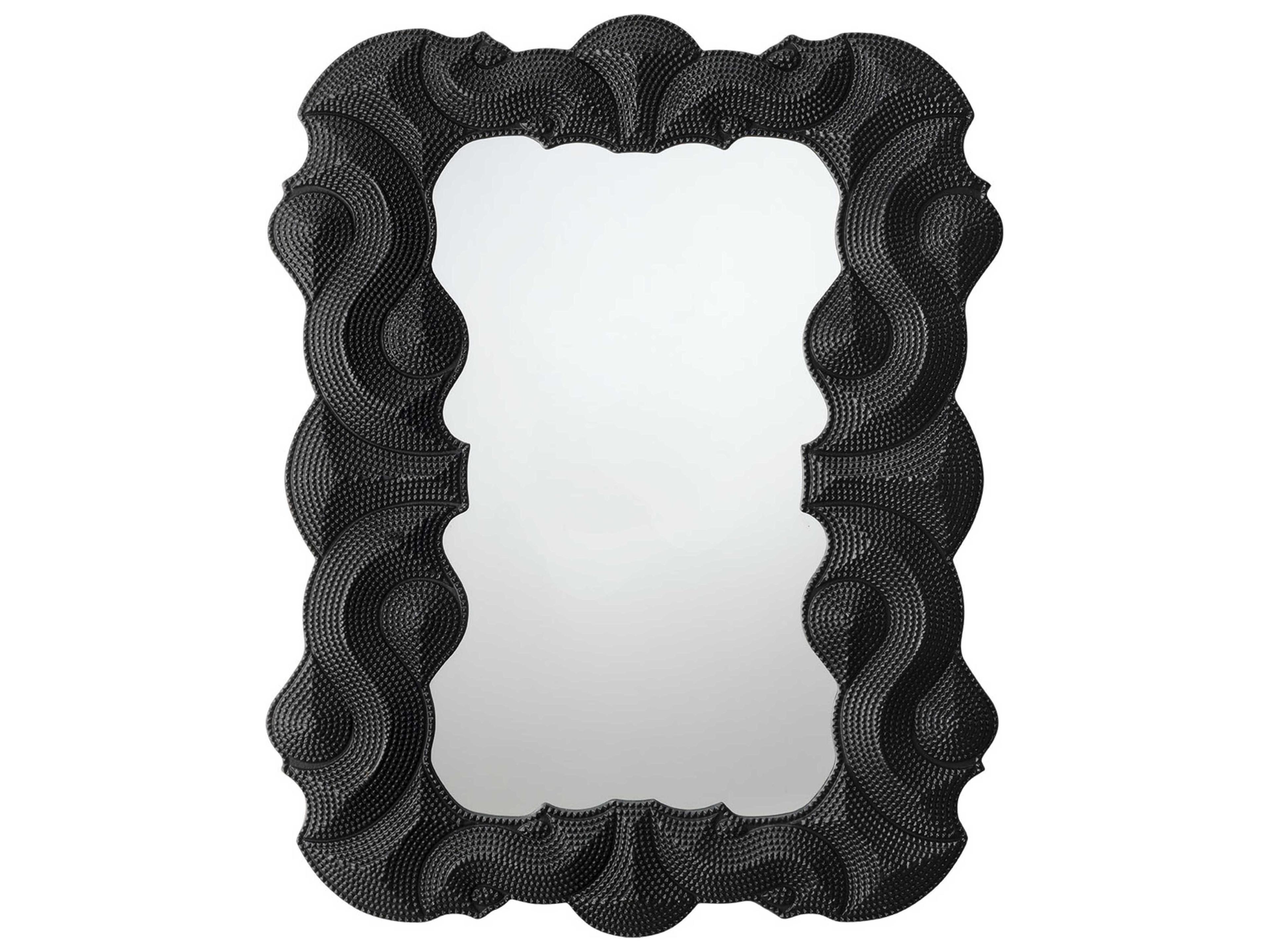 Baroque Satin Black Rectangular Wall Mirror