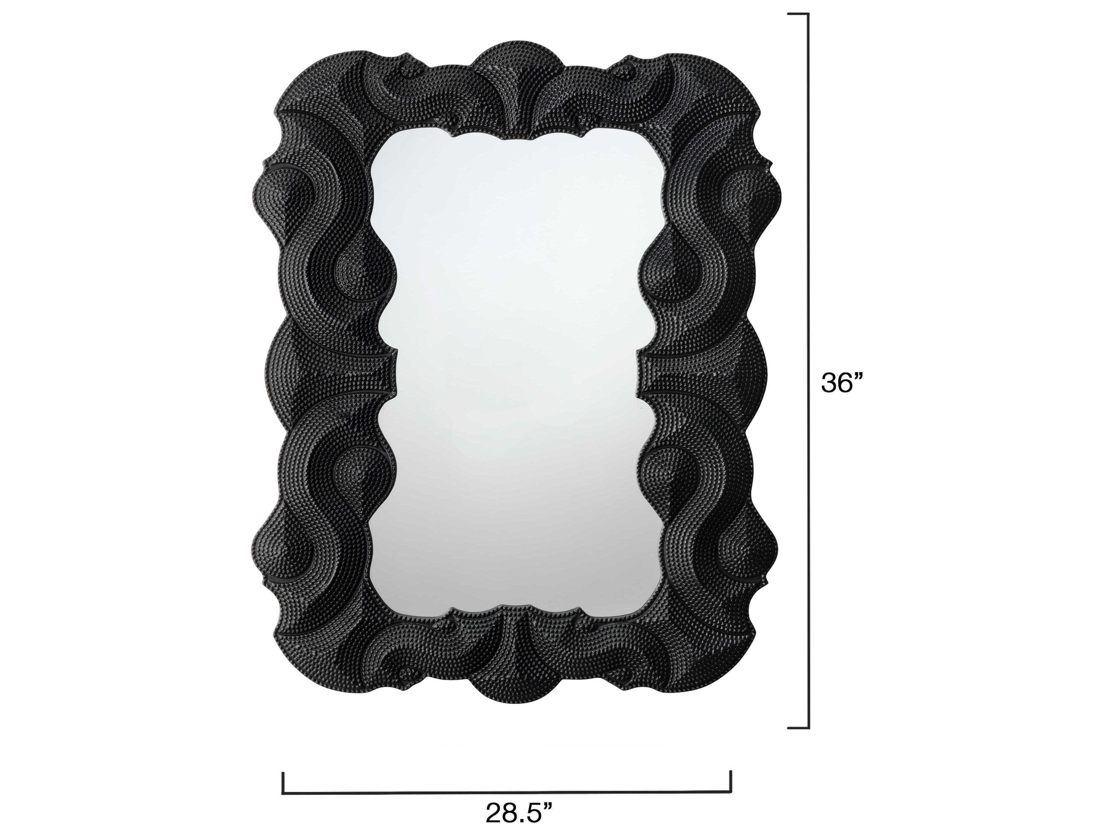 Jamie Young Baroque Satin Black Rectangular Wall Mirror