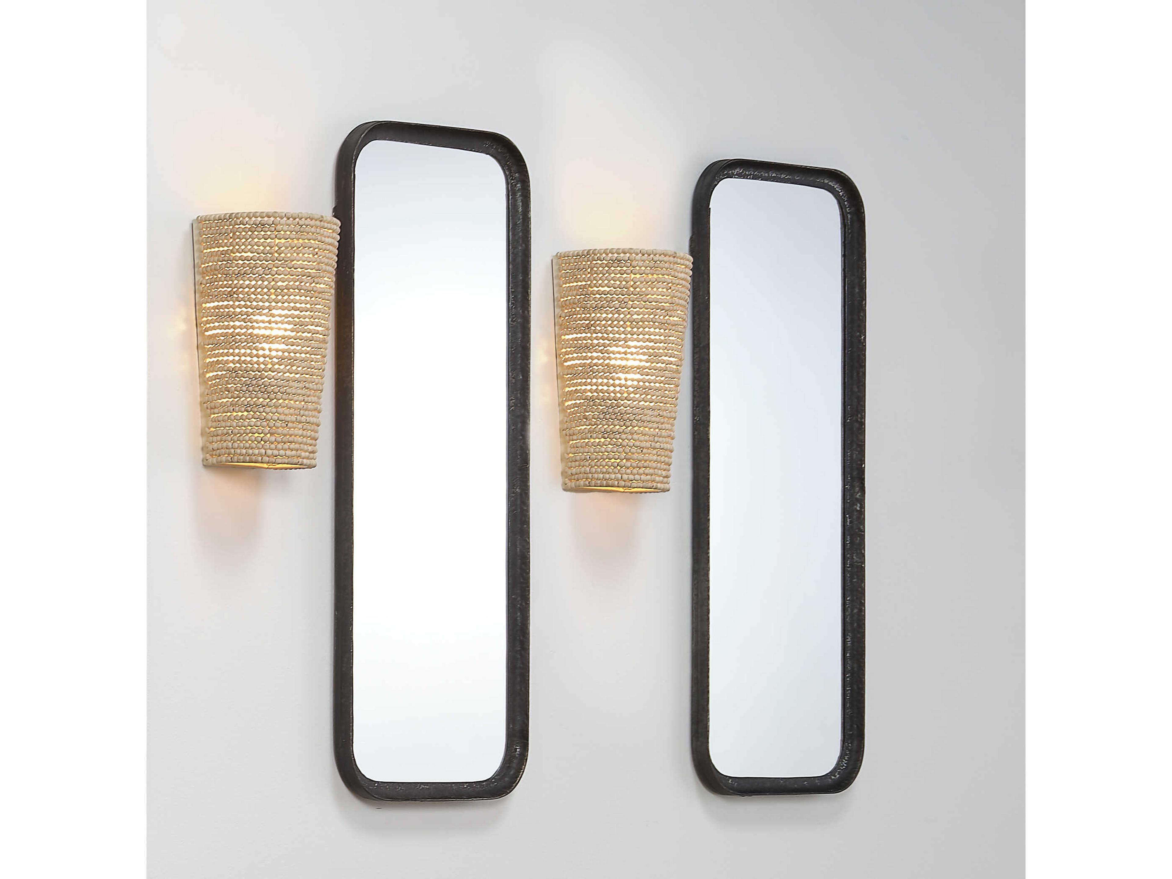 Jamie Young Black Distressed Metal Rectangular Wall Mirror