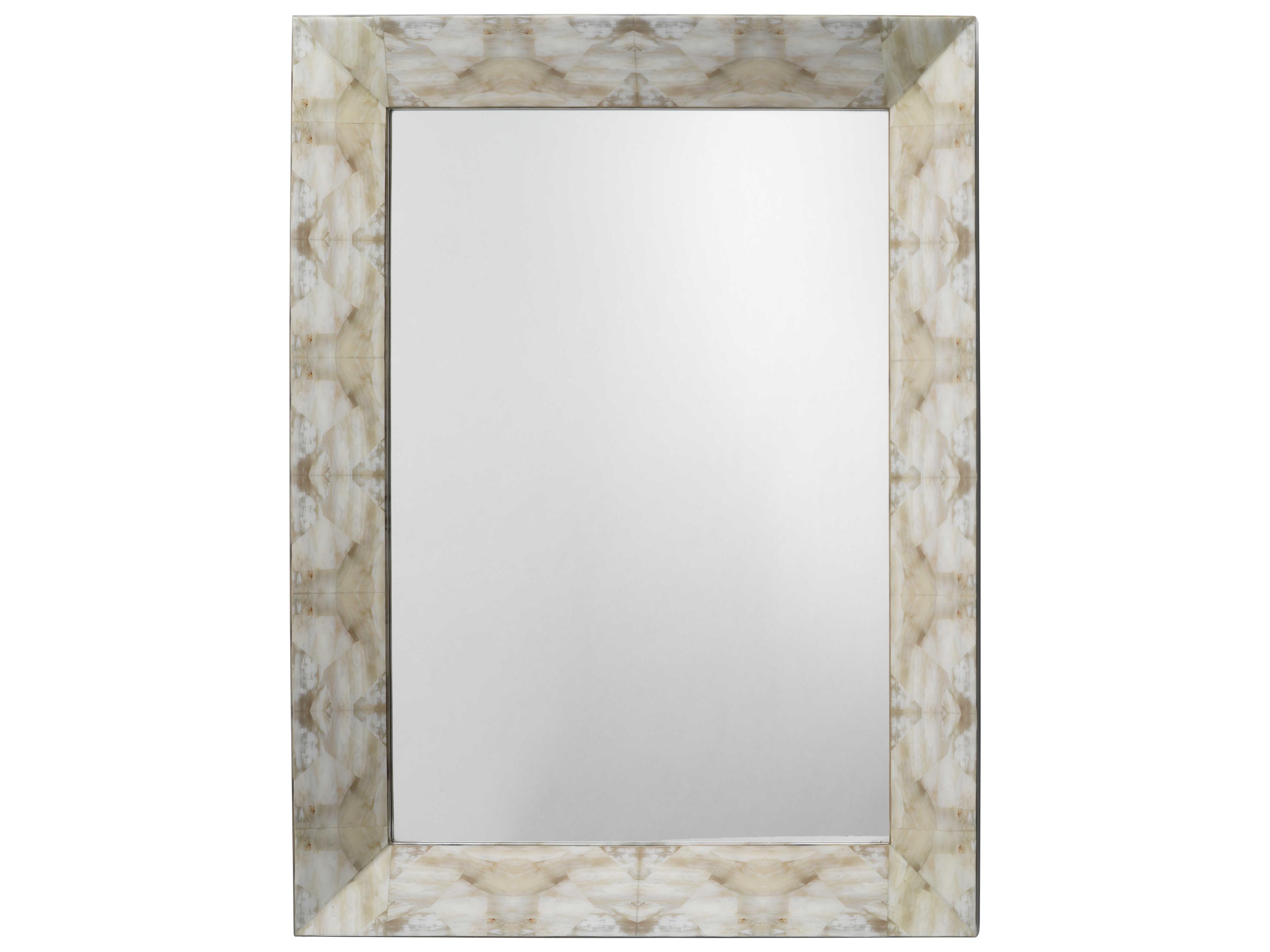 Jamie Young Fragment Light Grey / Beige Faux Horn Rectangular Wall Mirror