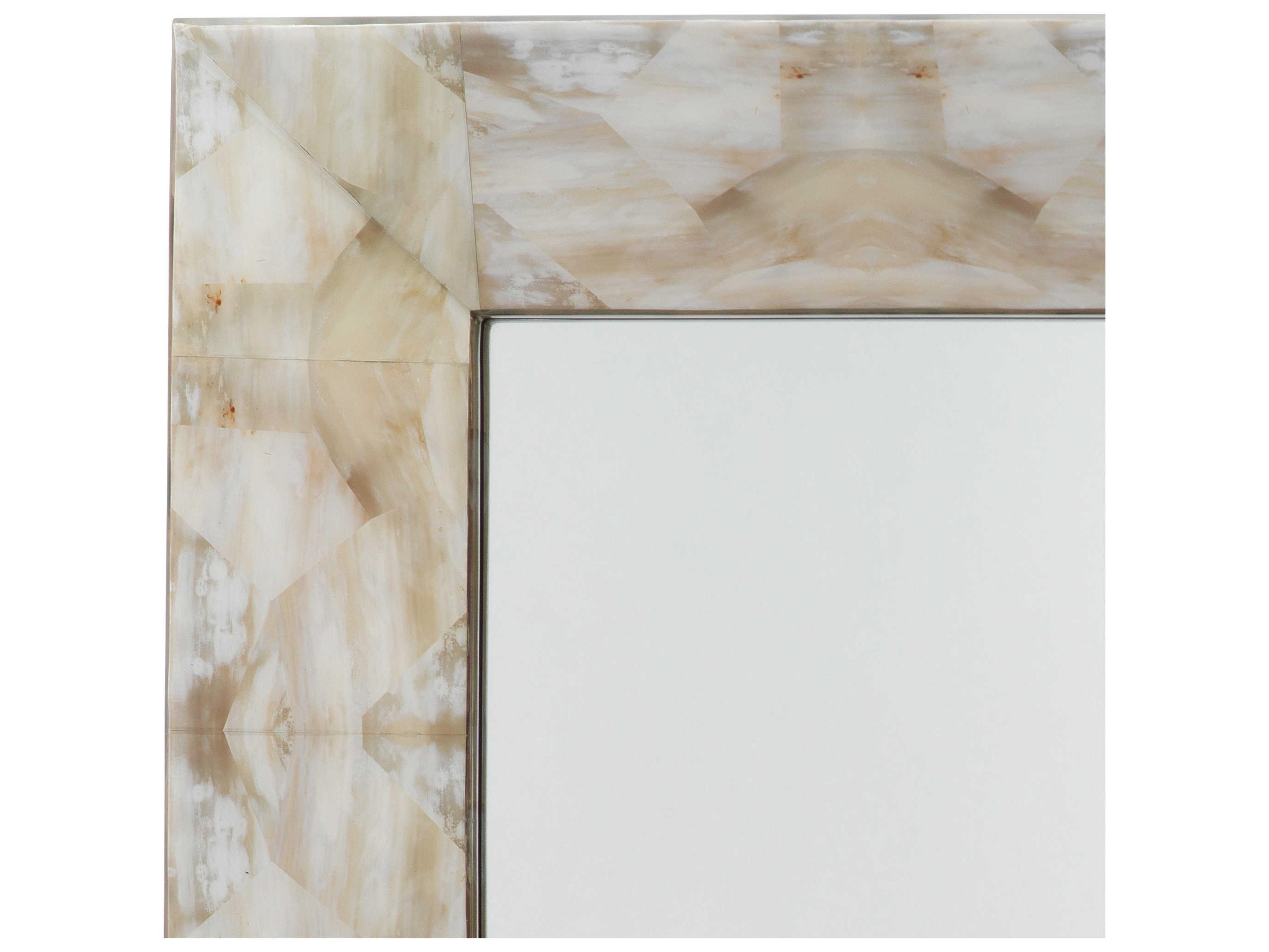 Jamie Young Fragment Light Grey / Beige Faux Horn Rectangular Wall Mirror