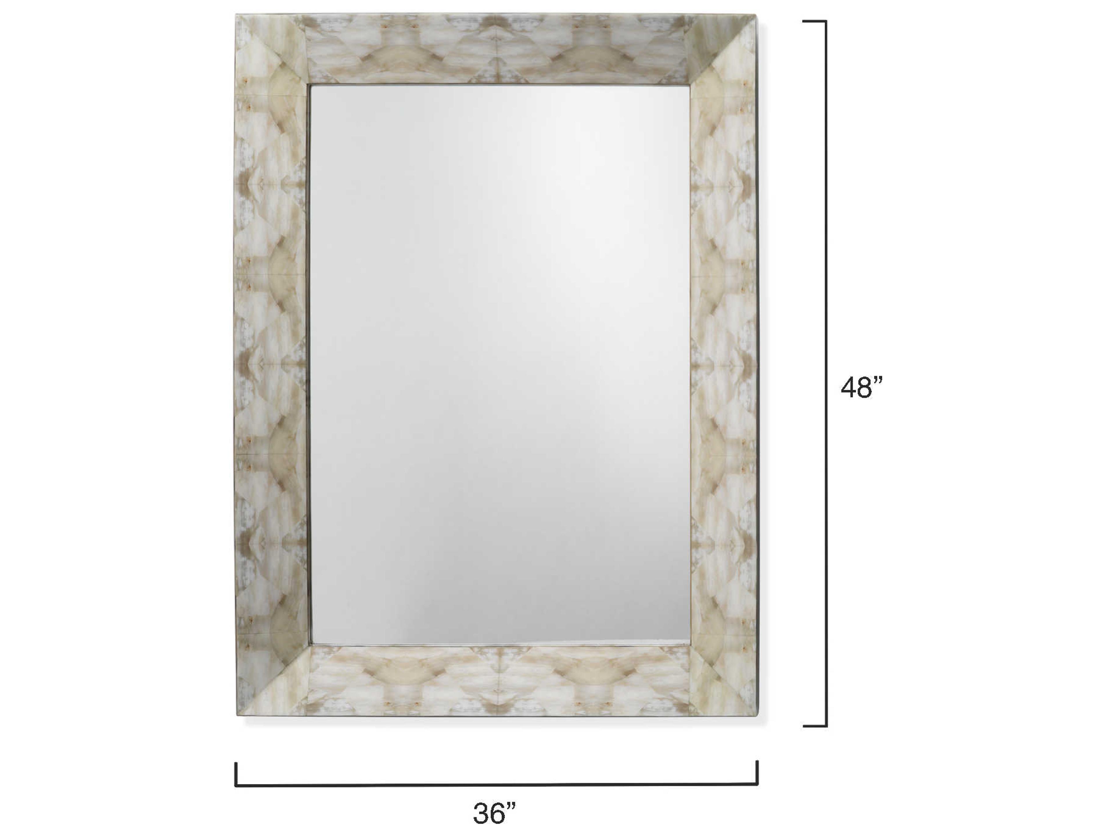 Jamie Young Fragment Light Grey / Beige Faux Horn Rectangular Wall Mirror