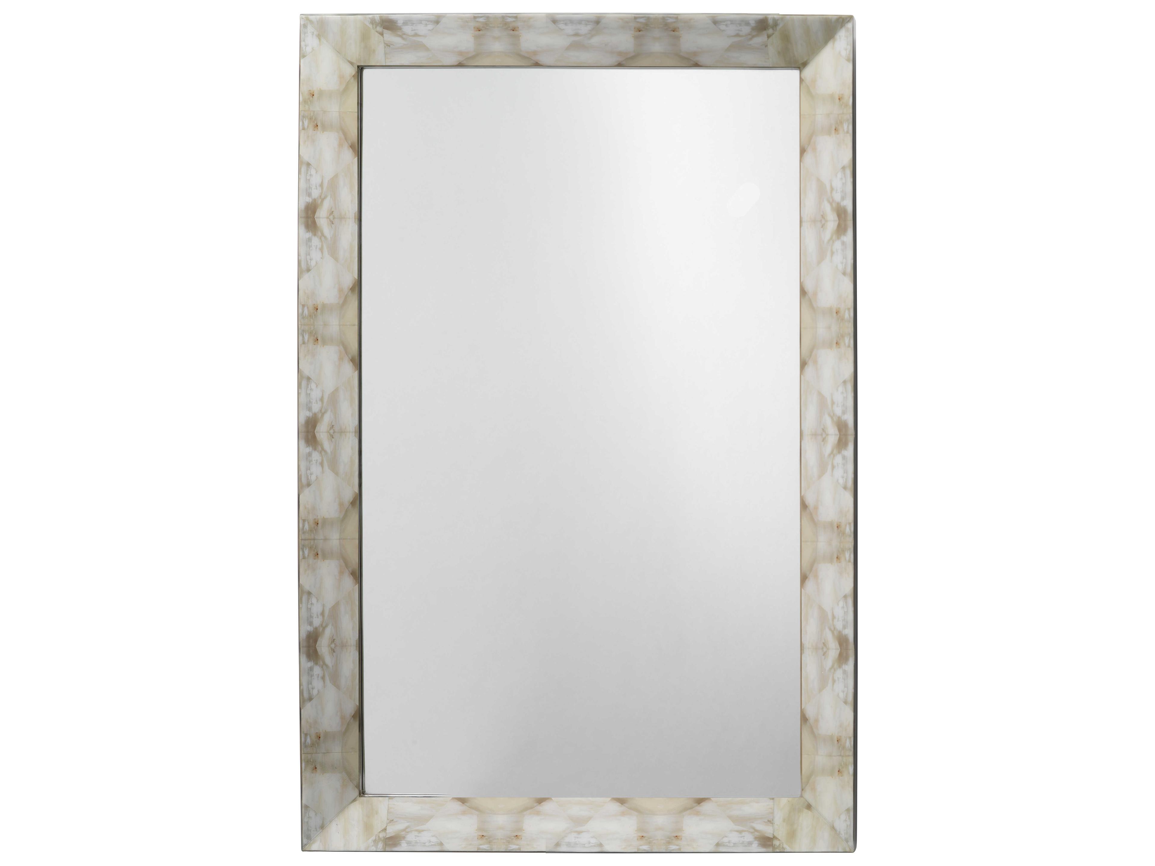 Jamie Young Fragment Light Grey / Beige Faux Horn Rectangular Wall Mirror
