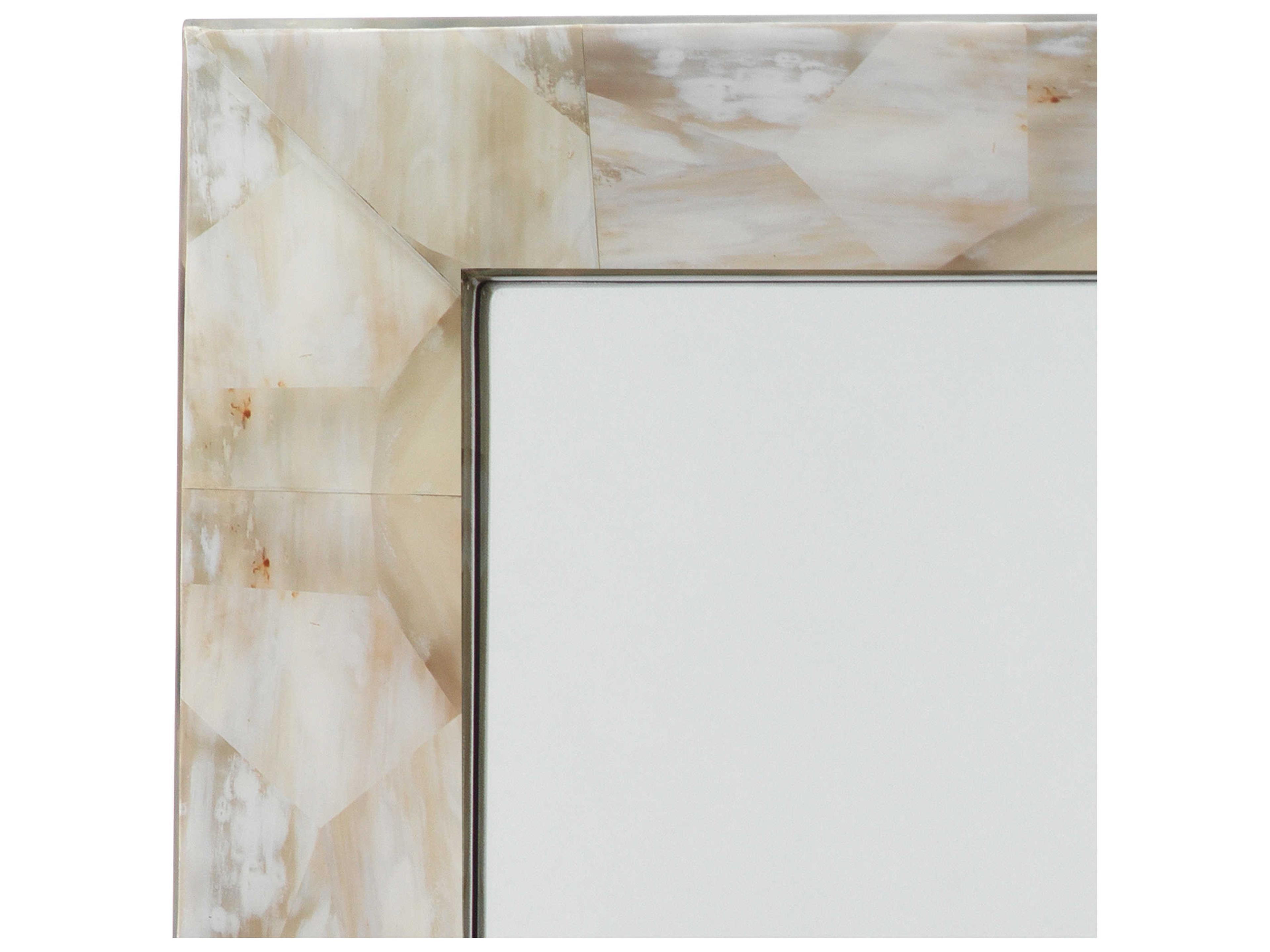 Jamie Young Fragment Light Grey / Beige Faux Horn Rectangular Wall Mirror