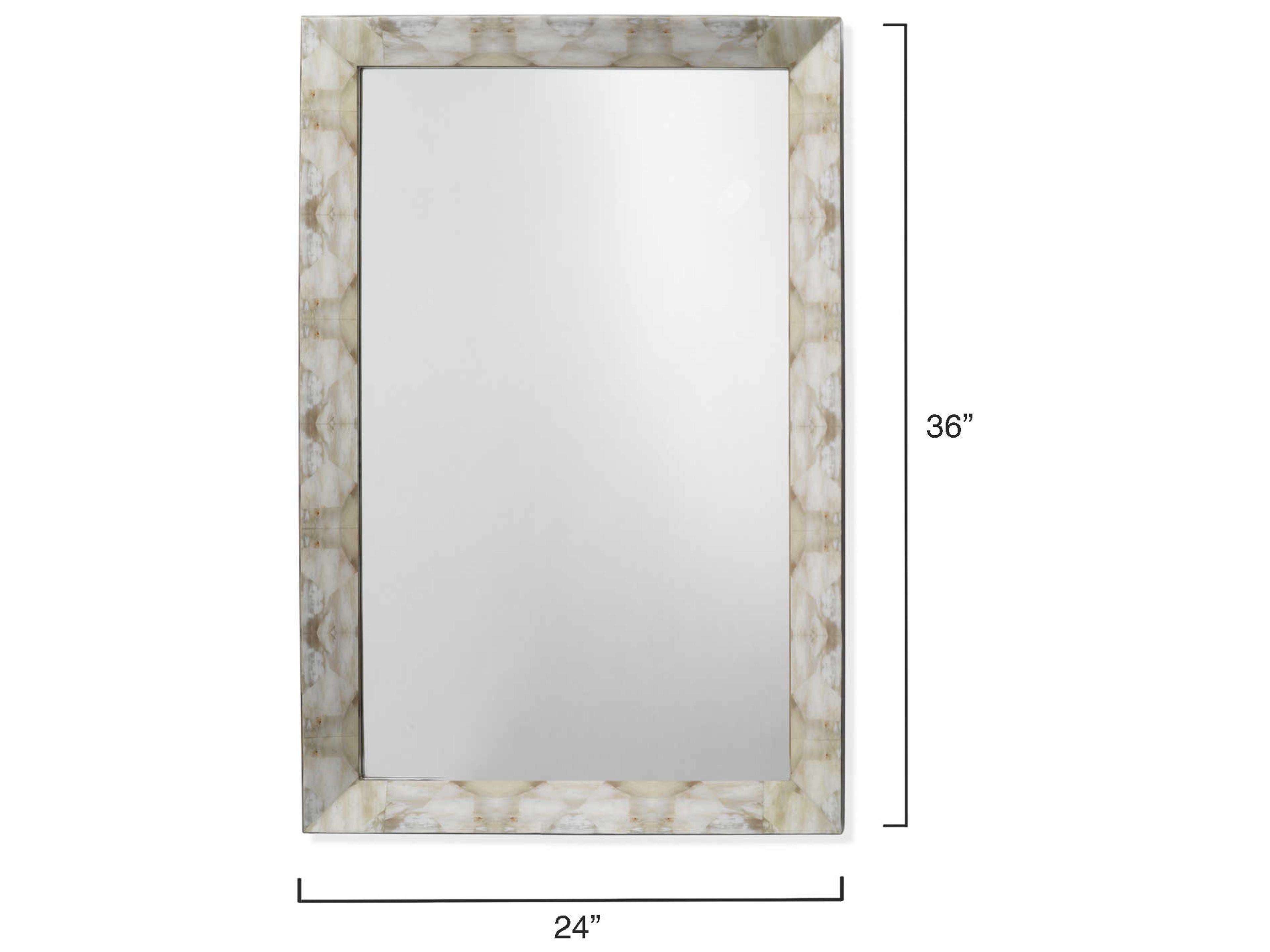 Jamie Young Fragment Light Grey / Beige Faux Horn Rectangular Wall Mirror