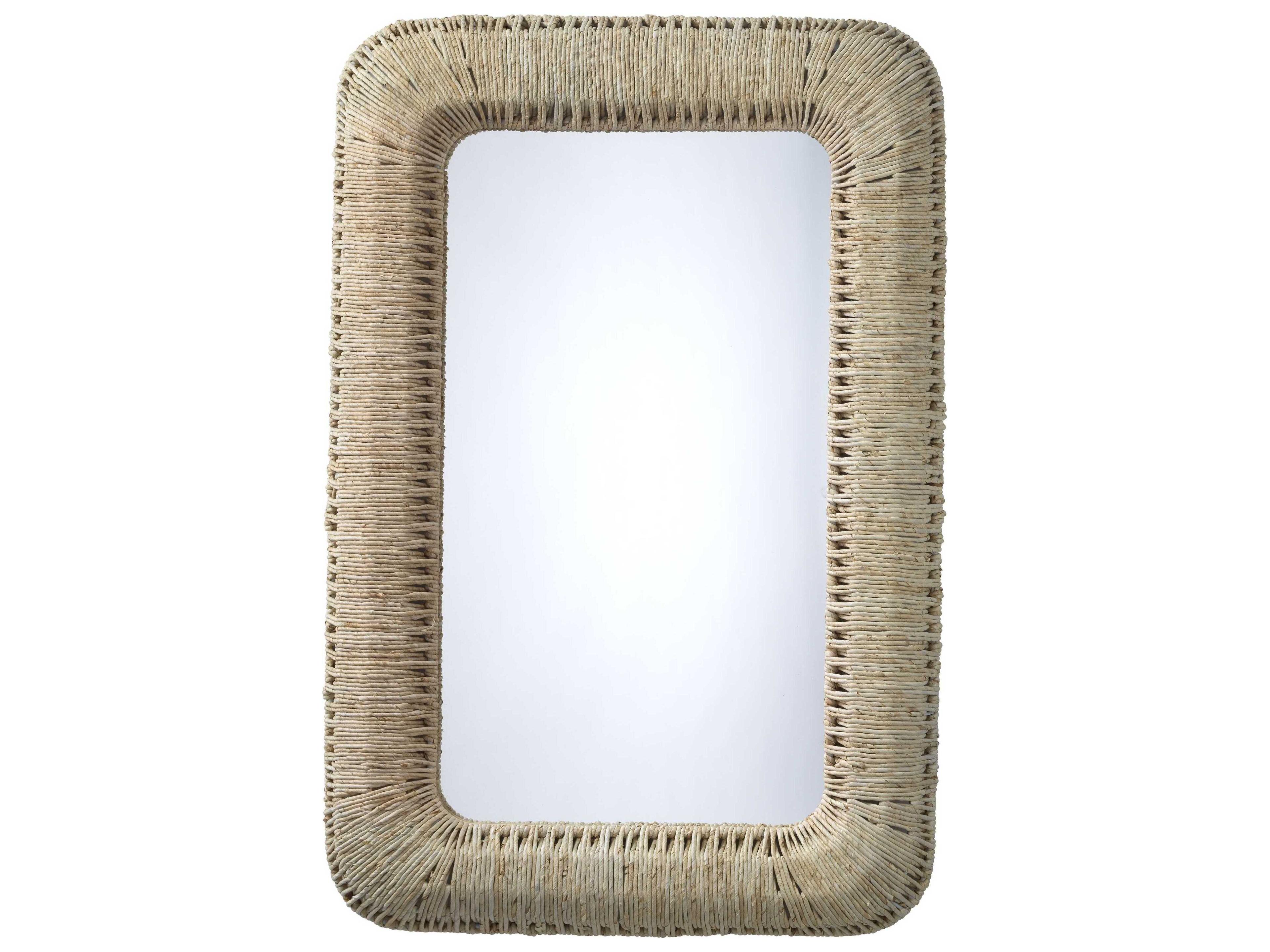 Hollis Rectangle Wall Mirror in Natural Corn Straw Rope