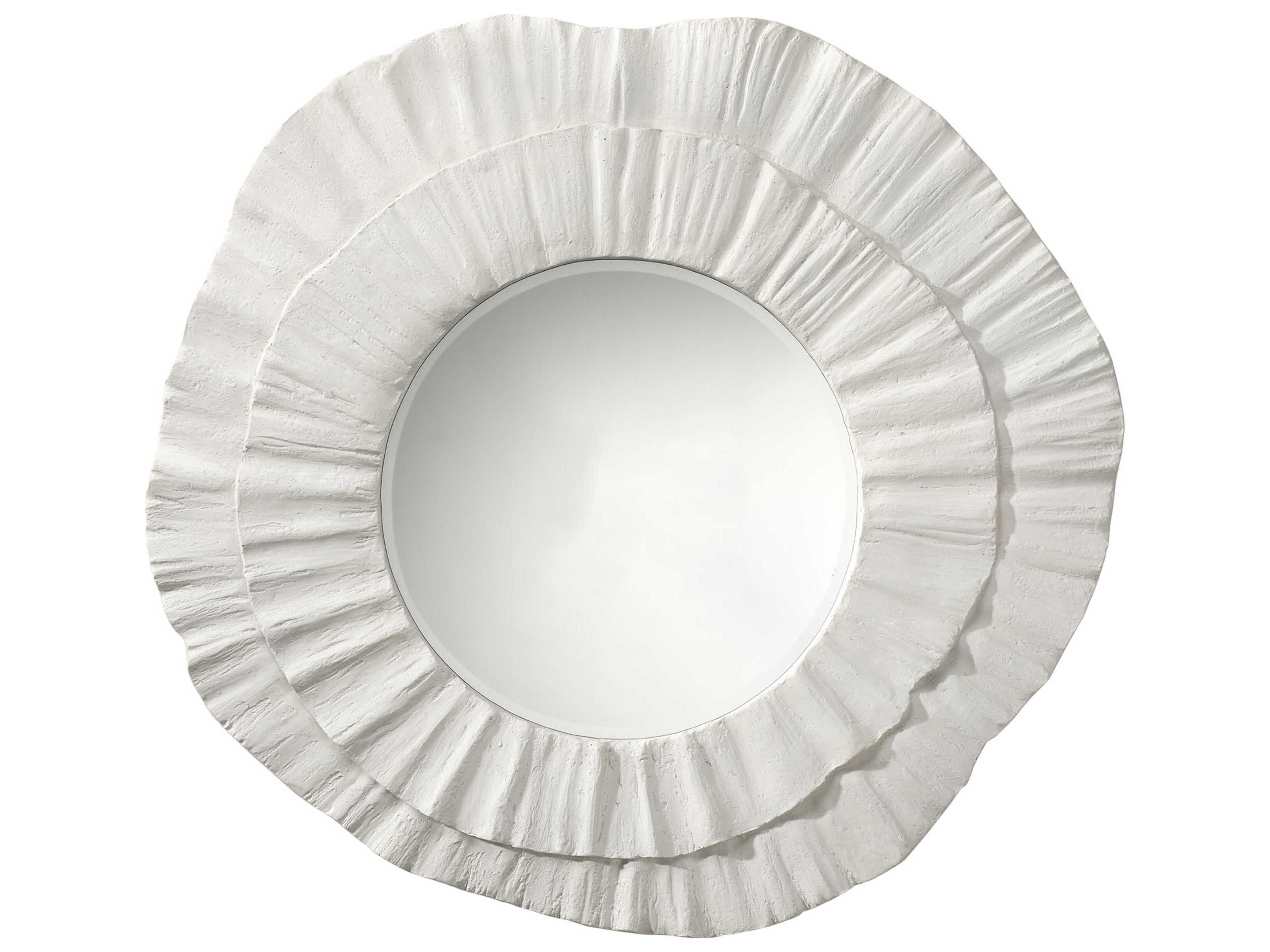 Jamie Young Millstone Matte White Round Wall Mirror