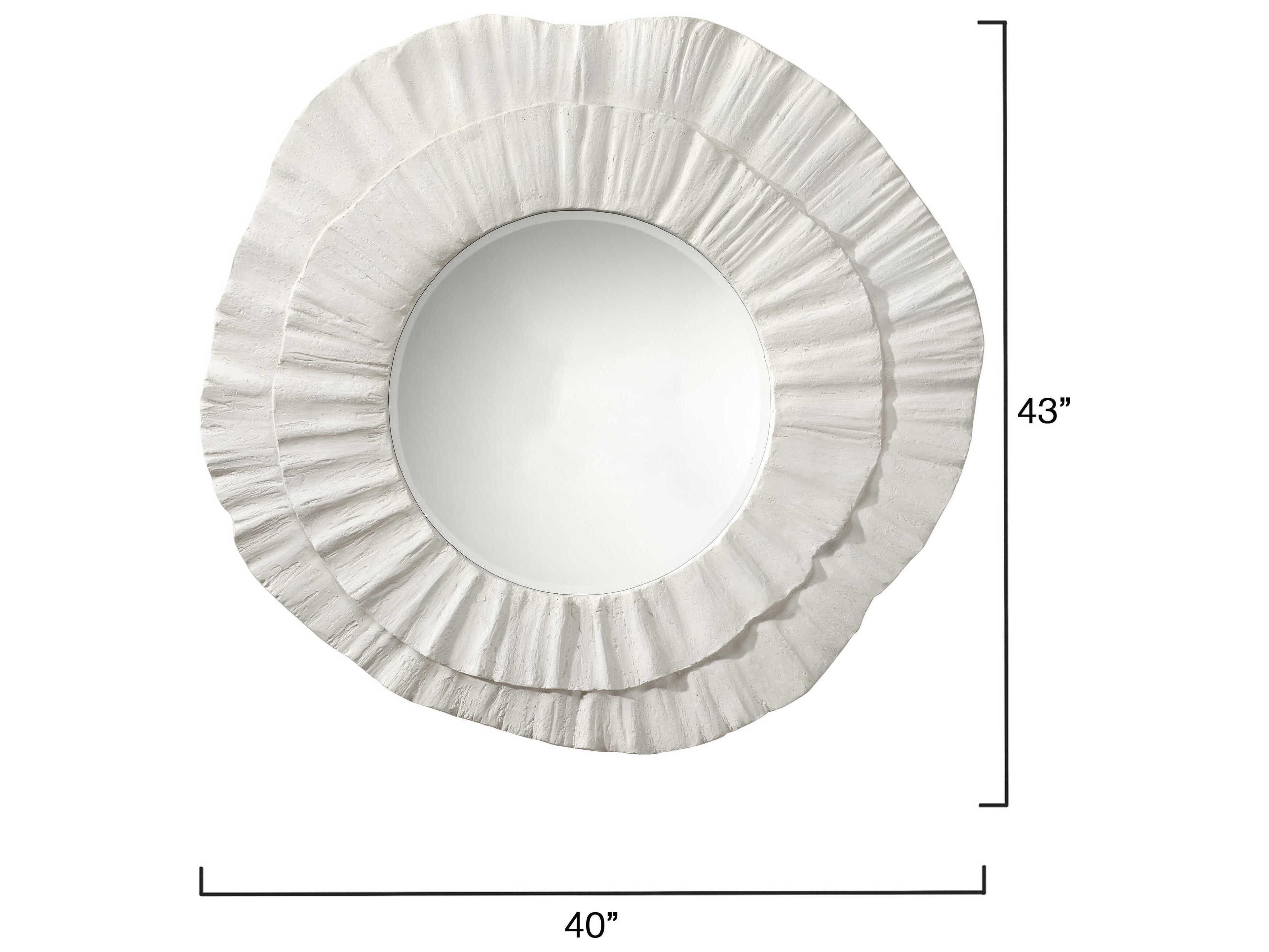 Jamie Young Millstone Matte White Round Wall Mirror