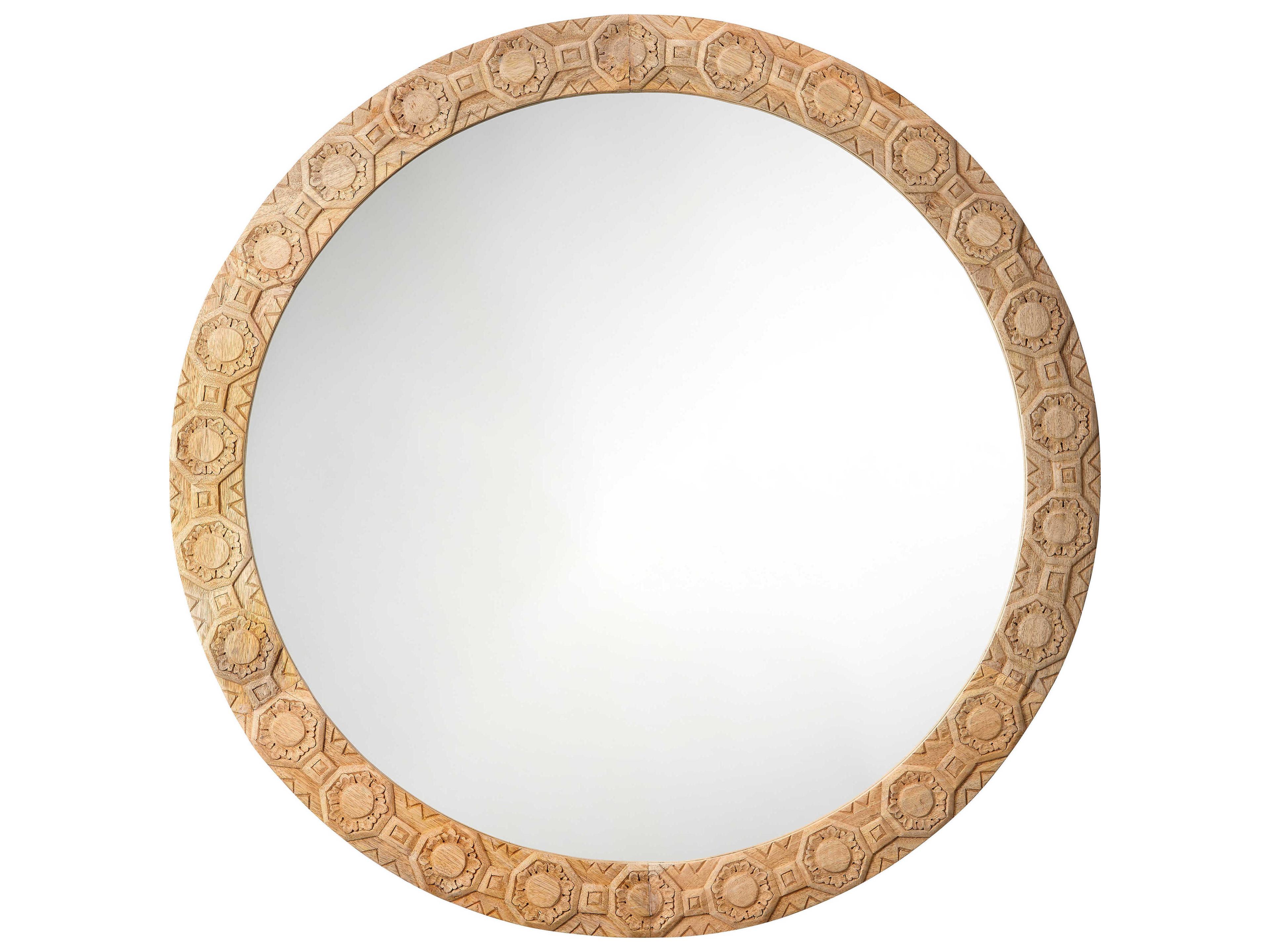 Jamie Young Relief Natural Round Wall Mirror