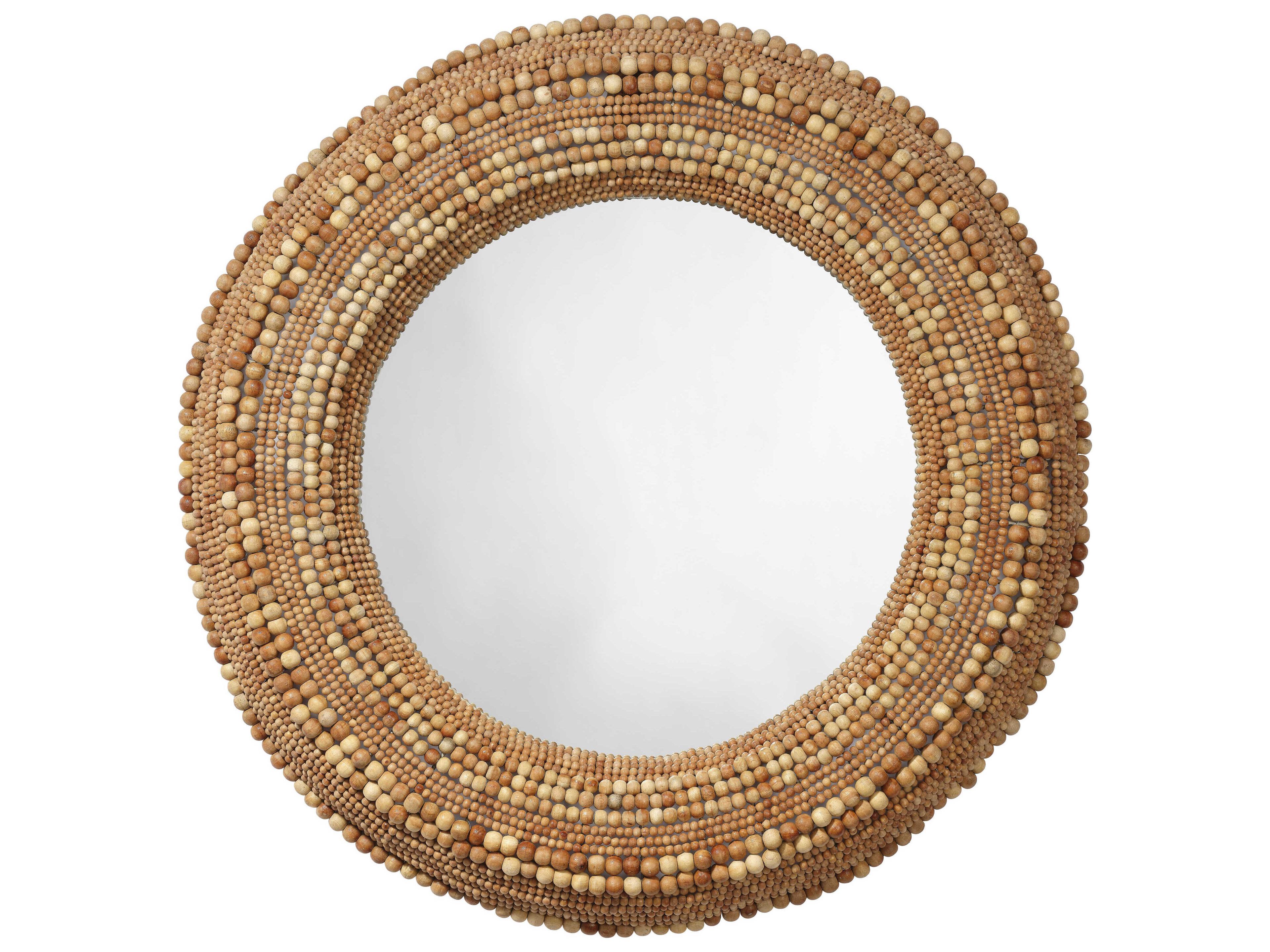 Strand Beaded Natural Round Wall Mirror