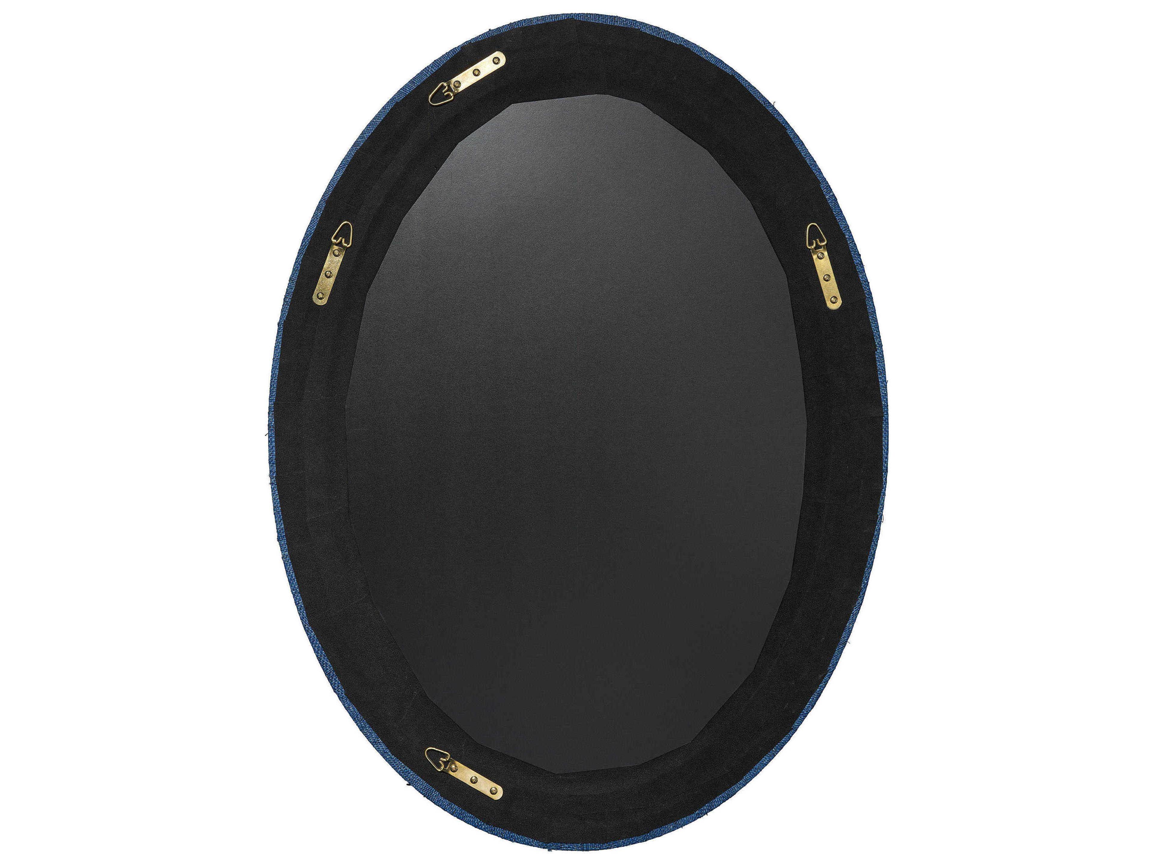 Jamie Young Valley Raffia Indigo Oval Wall Mirror