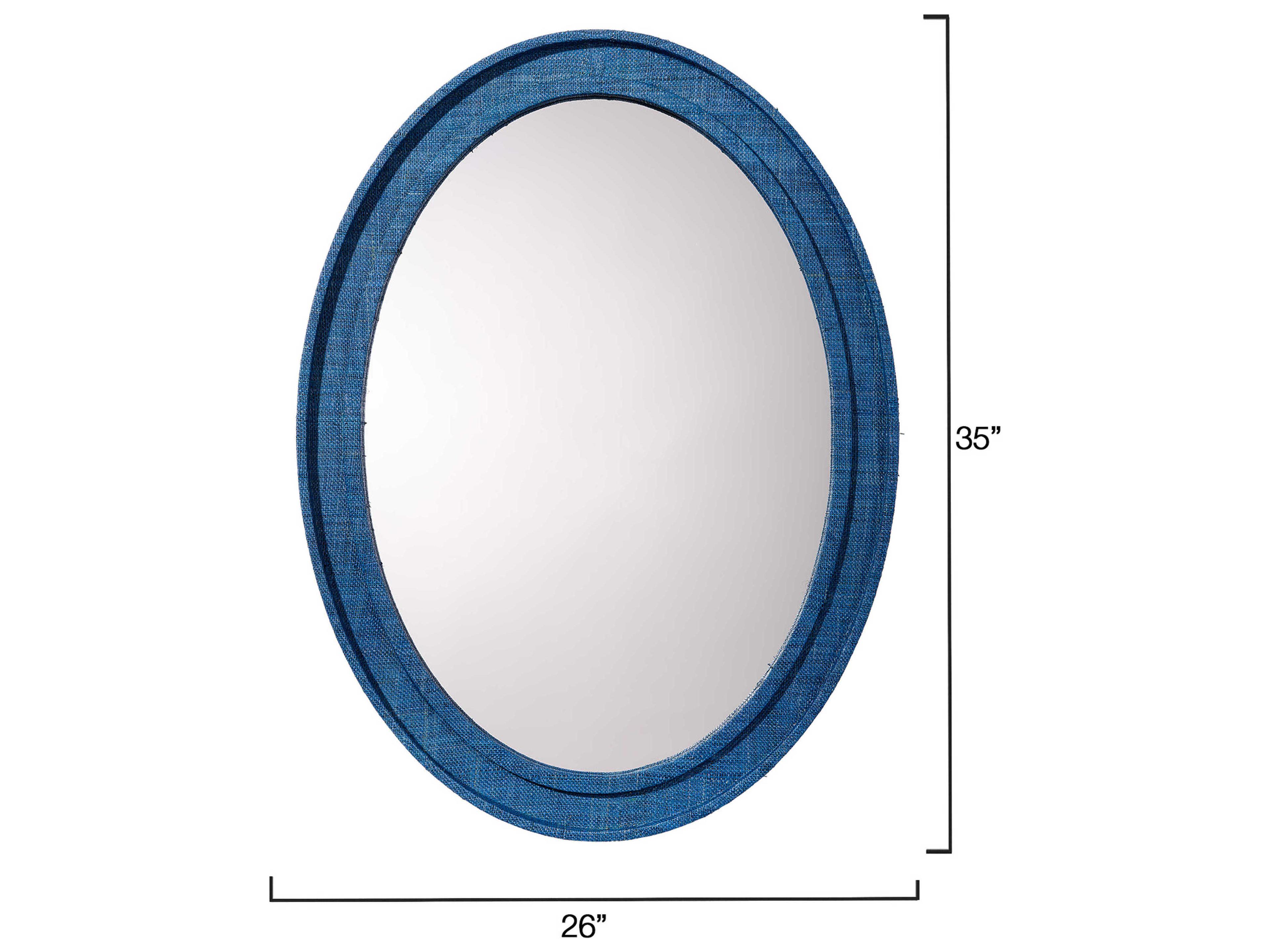 Jamie Young Valley Raffia Indigo Oval Wall Mirror