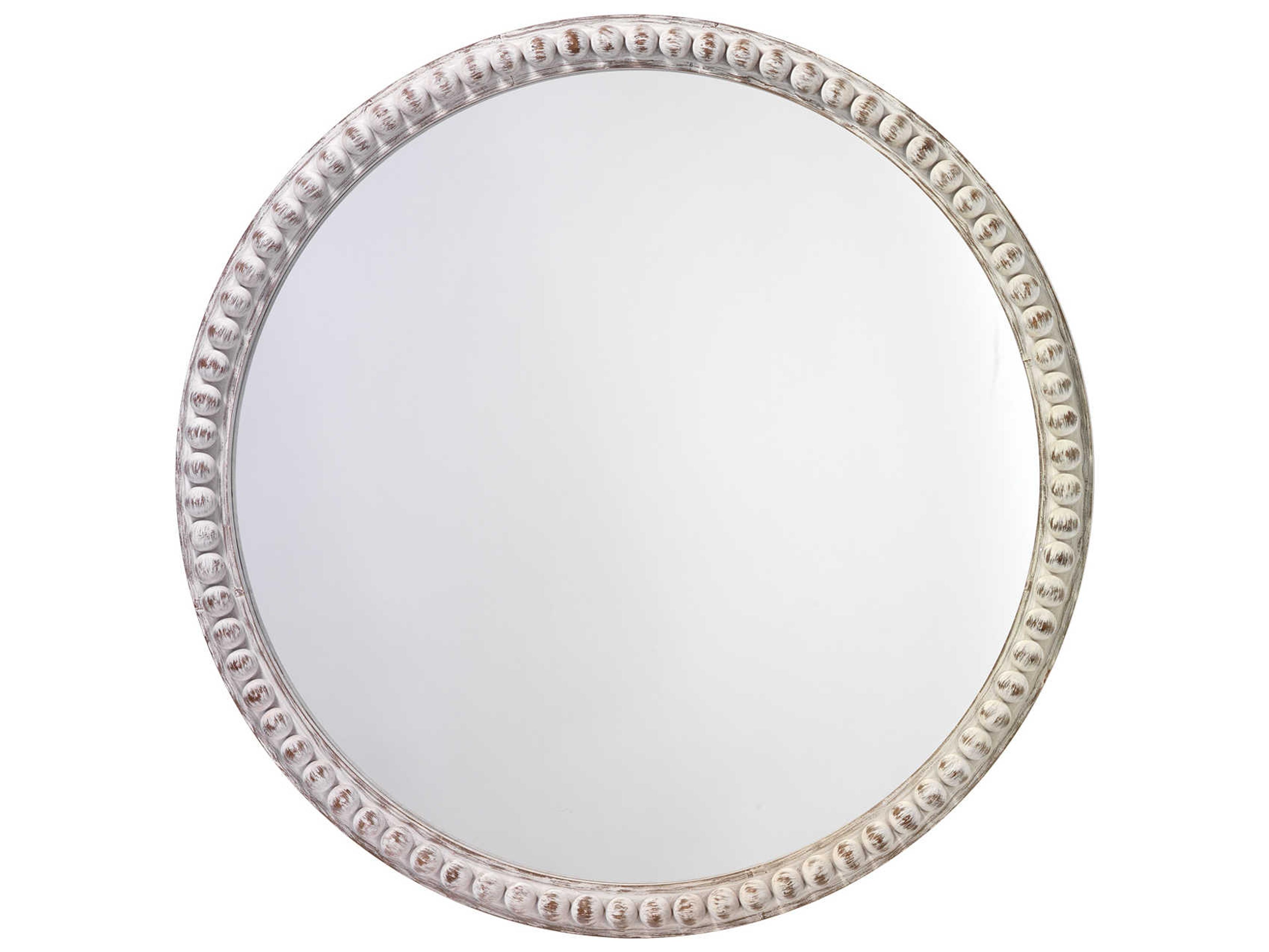 Audrey White Wood Round Wall Mirror