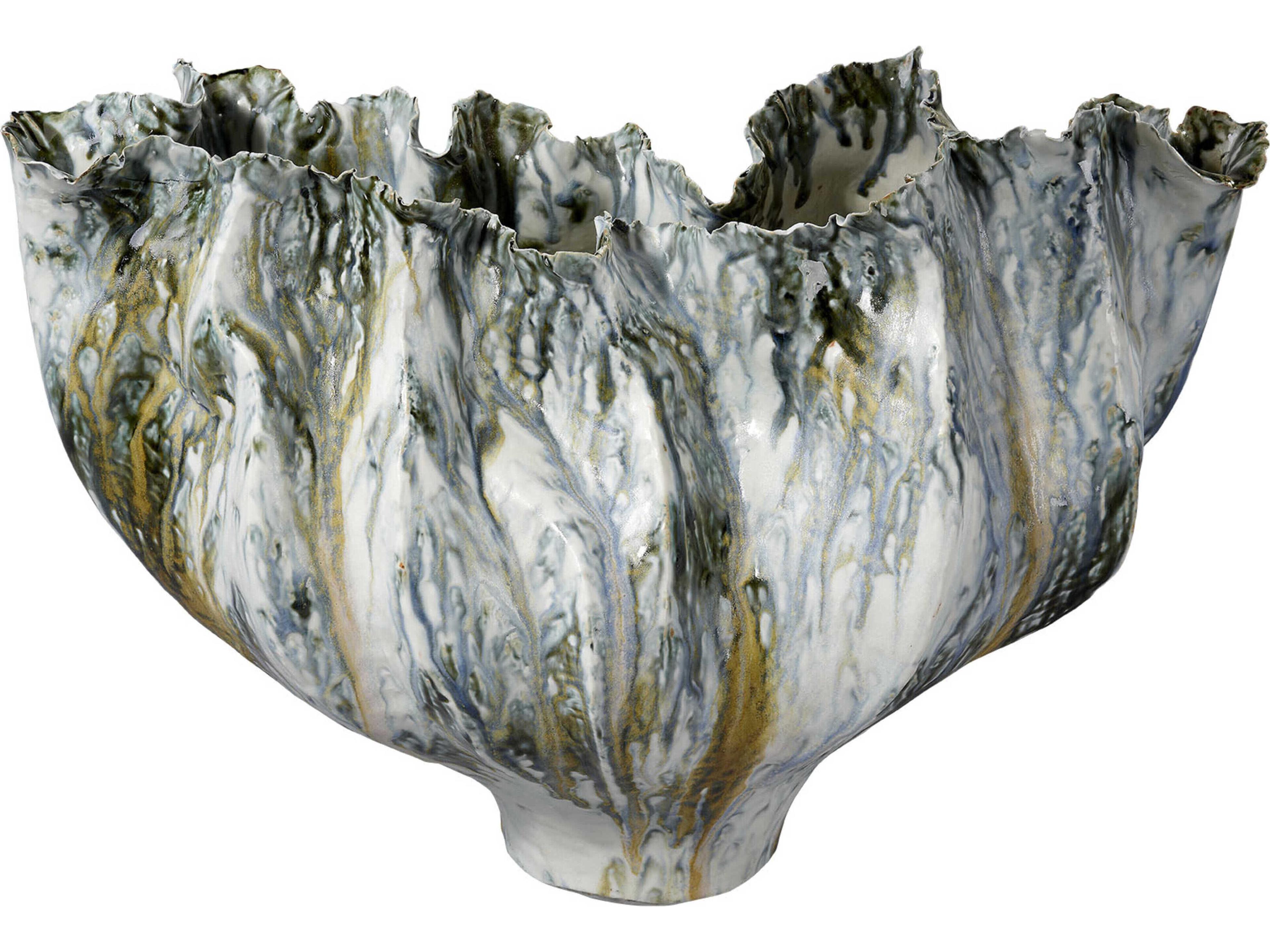 Jamie Young Beluga Reactive Blue Glaze Vase