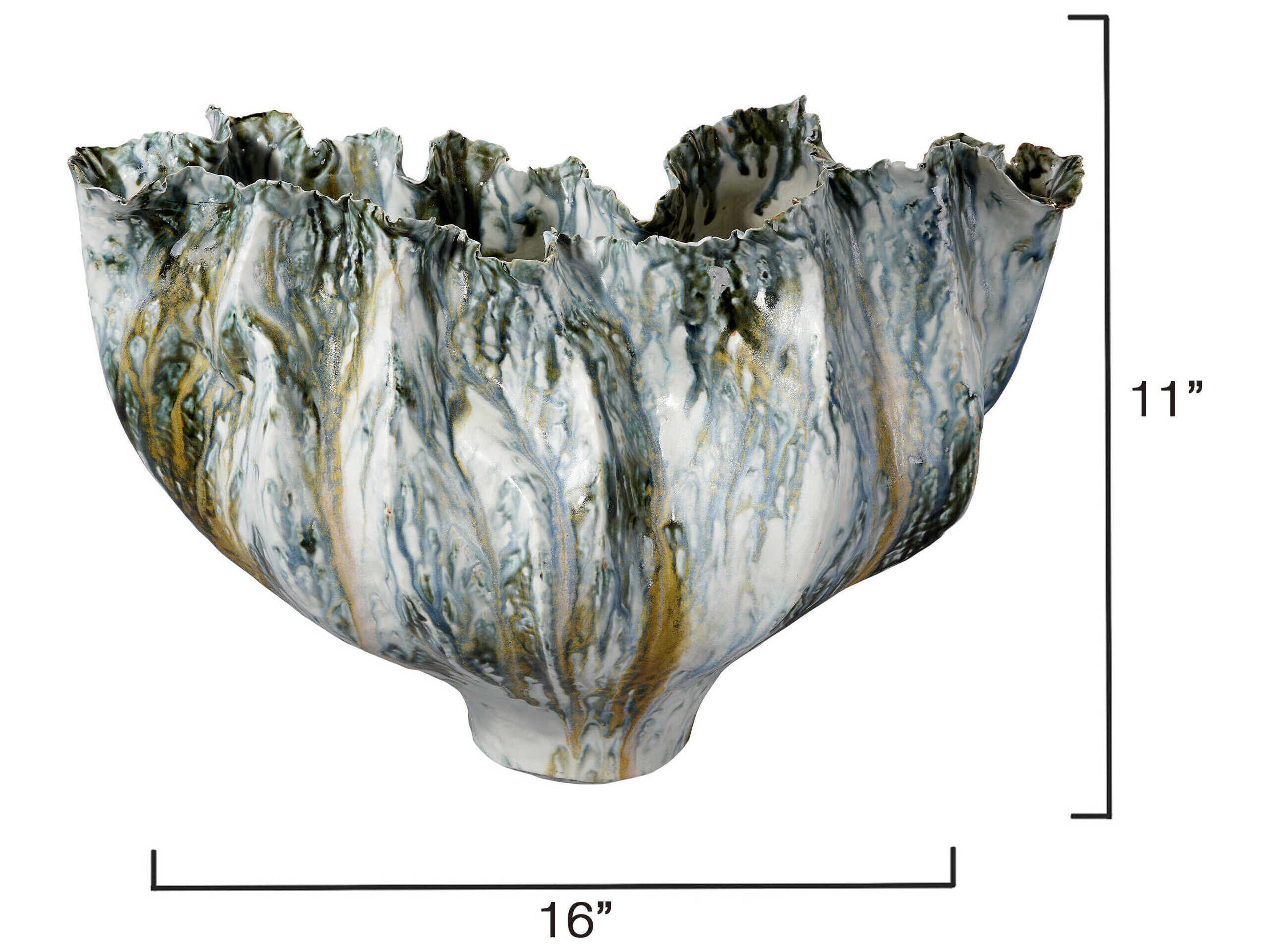 Jamie Young Beluga Reactive Blue Glaze Vase