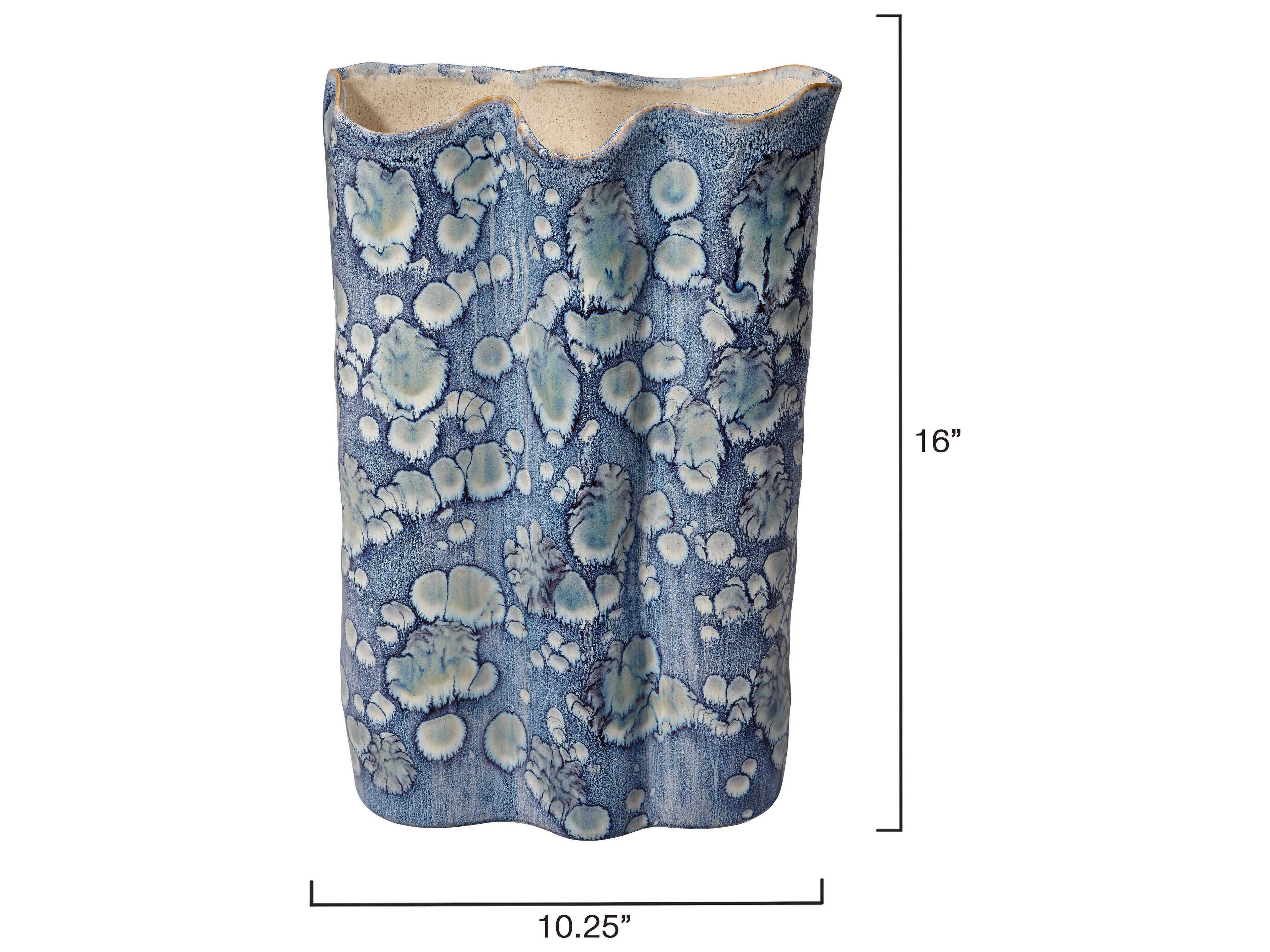 Jamie Young Cloud Reactive Blue Glaze Vase