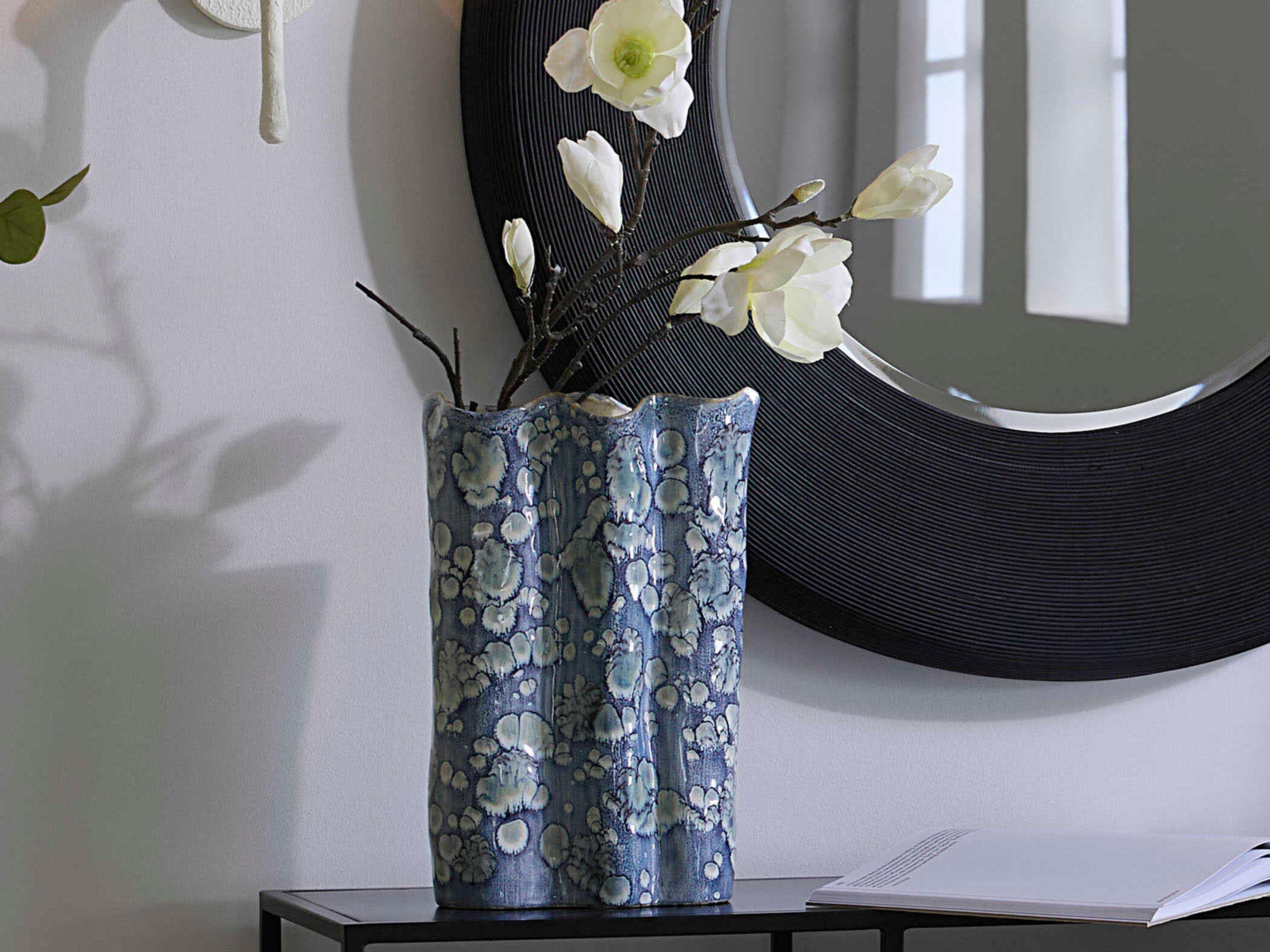 Jamie Young Cloud Reactive Blue Glaze Vase