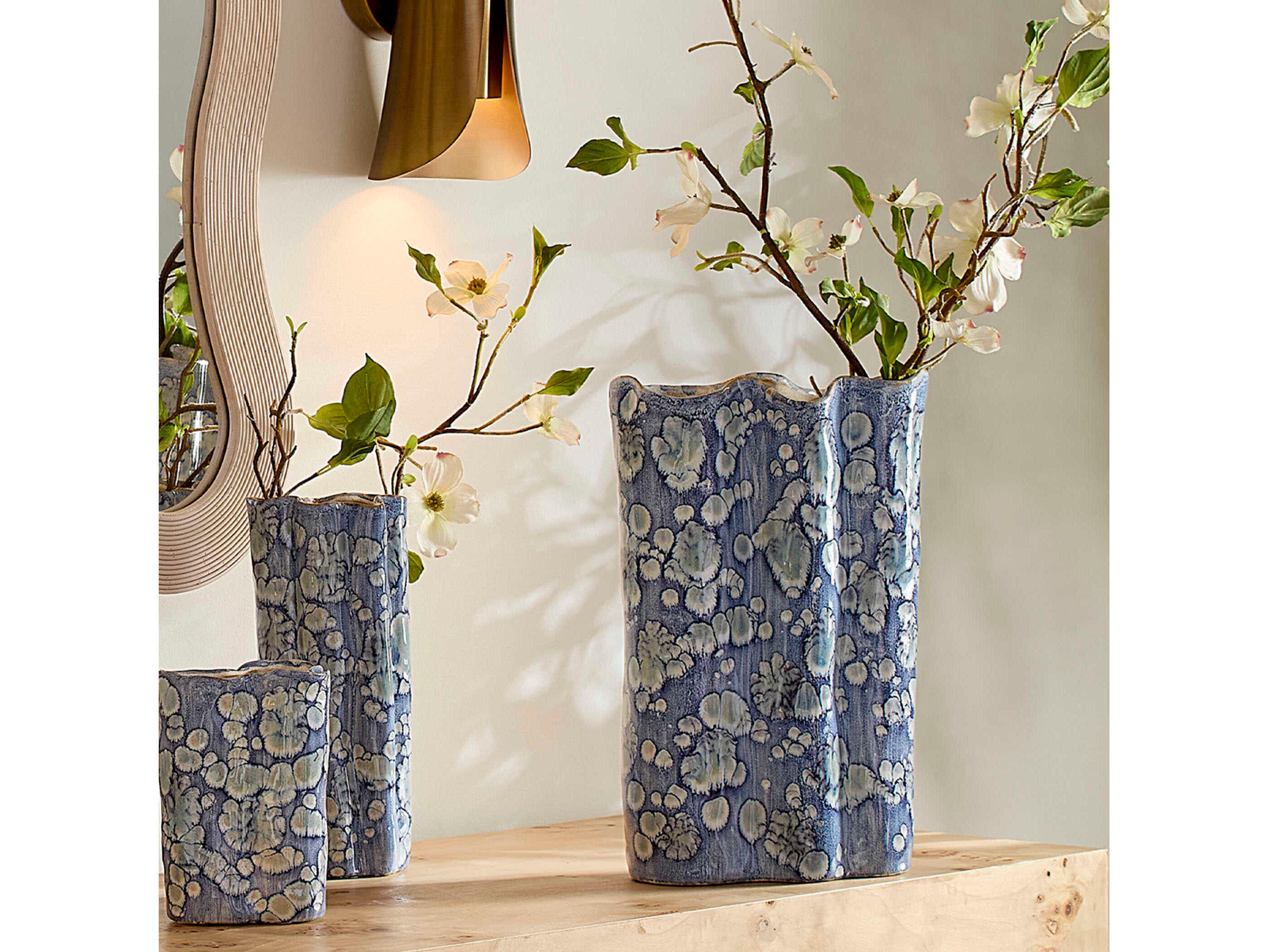 Jamie Young Cloud Reactive Blue Glaze Vase