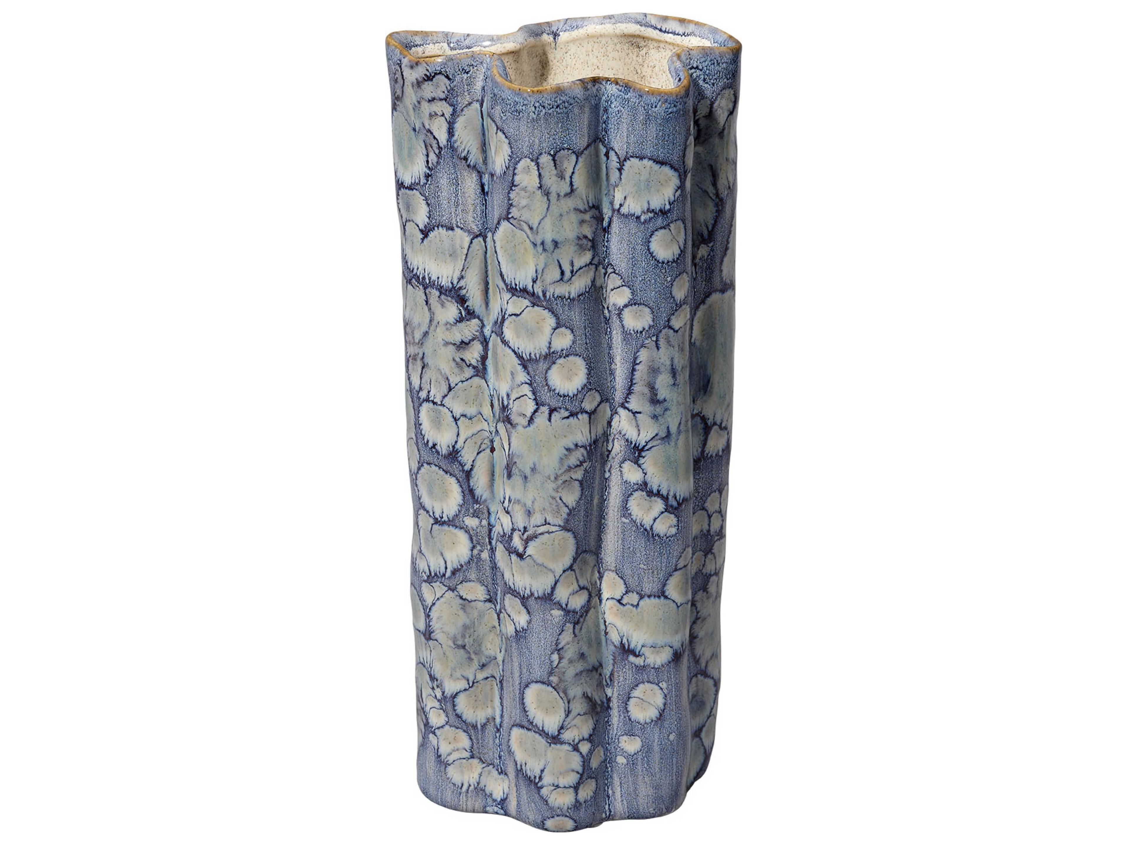 Jamie Young Cloud Reactive Blue Glaze Vase Set of 2