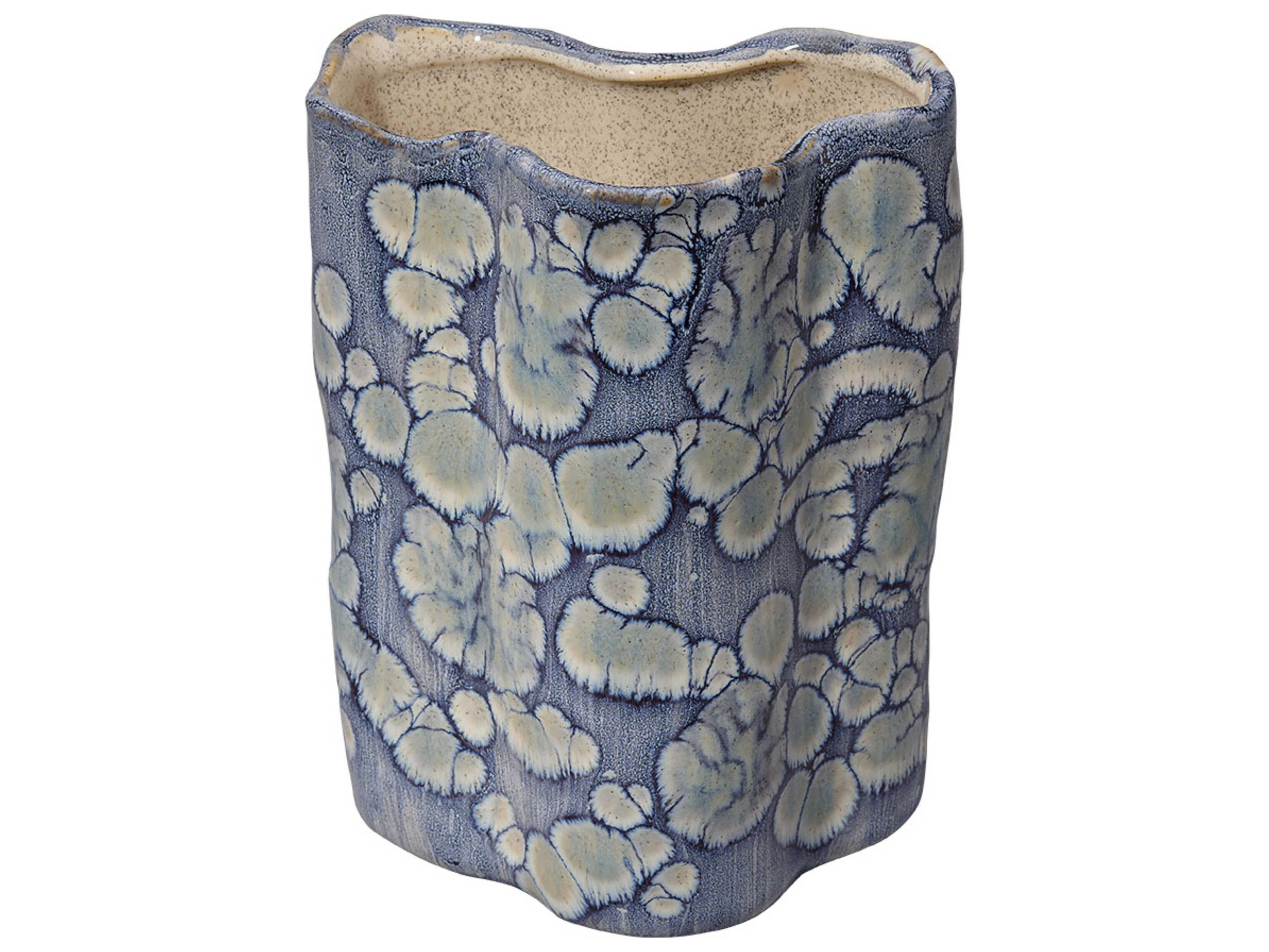 Jamie Young Cloud Reactive Blue Glaze Vase Set of 2