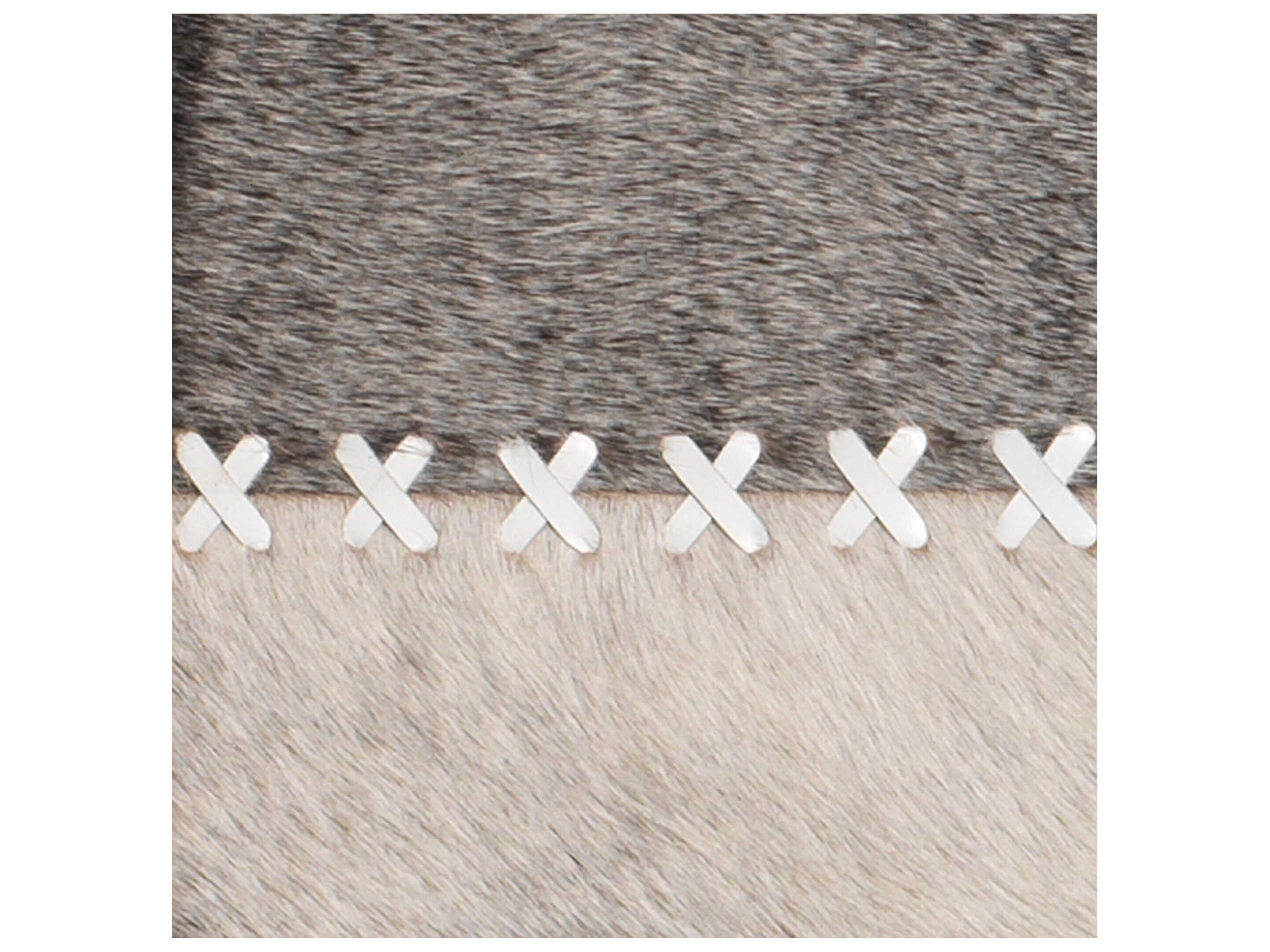 Jamie Young Cross Stitch Round Gray Hide Mirror