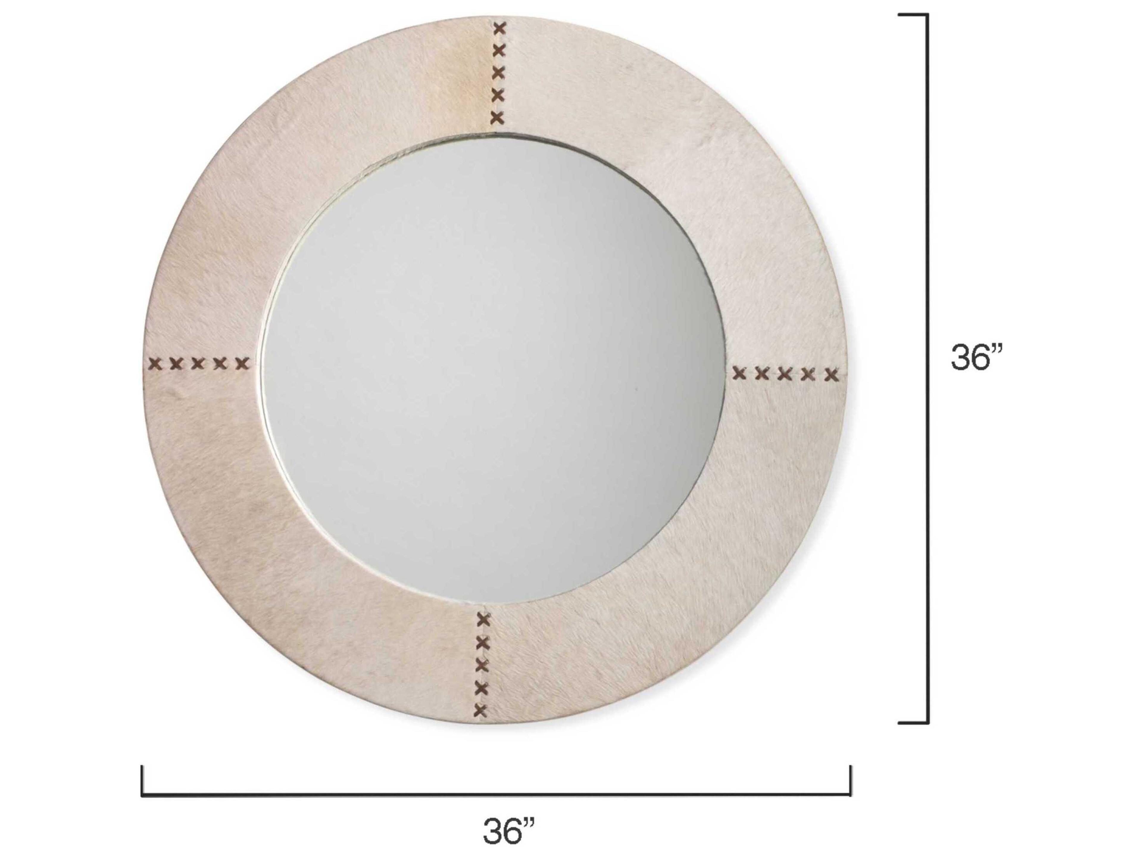 Jamie Young Cross Stitch Round White Hide Mirror