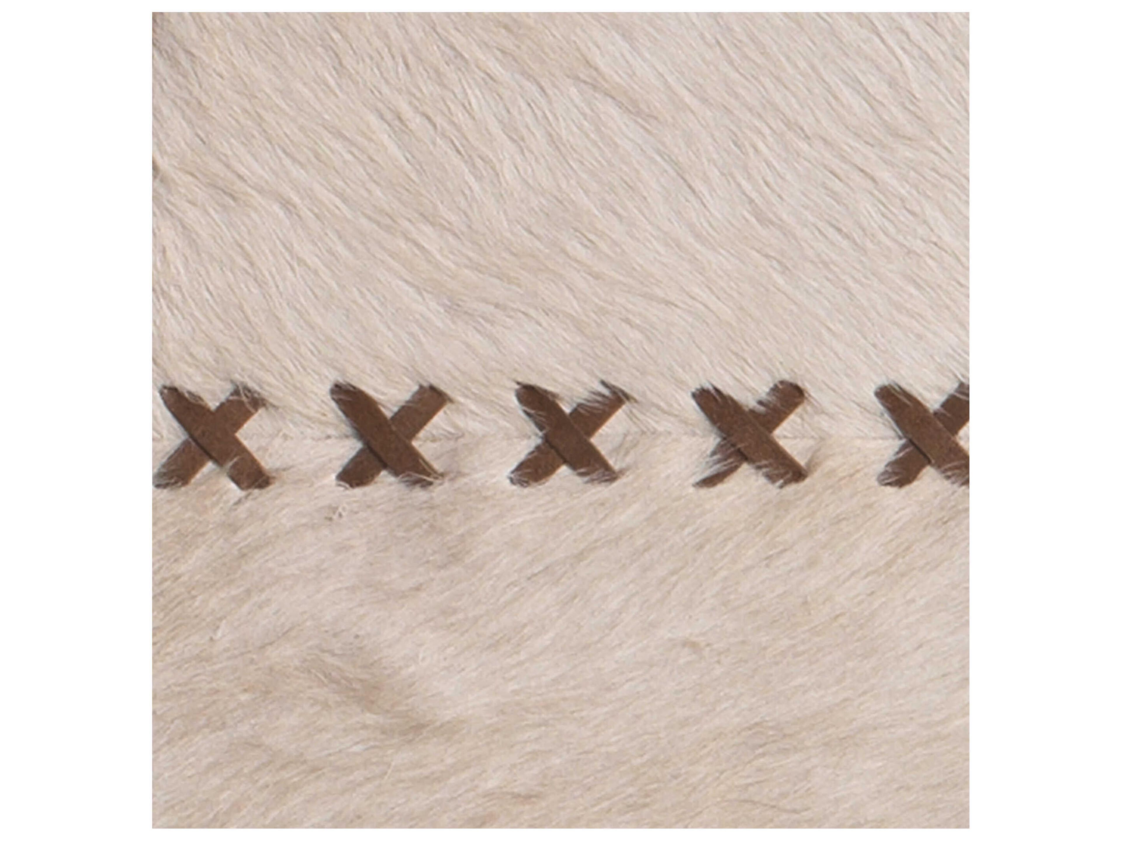 Jamie Young Cross Stitch Round White Hide Mirror