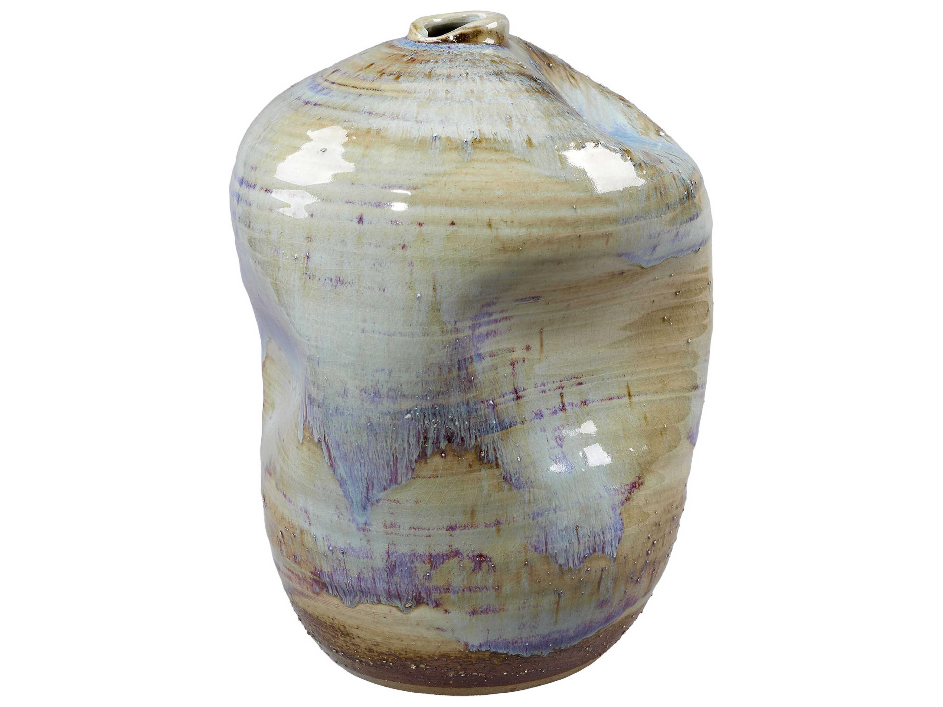 Jamie Young Granada Reactive Blue Natural Purple Glaze Vase