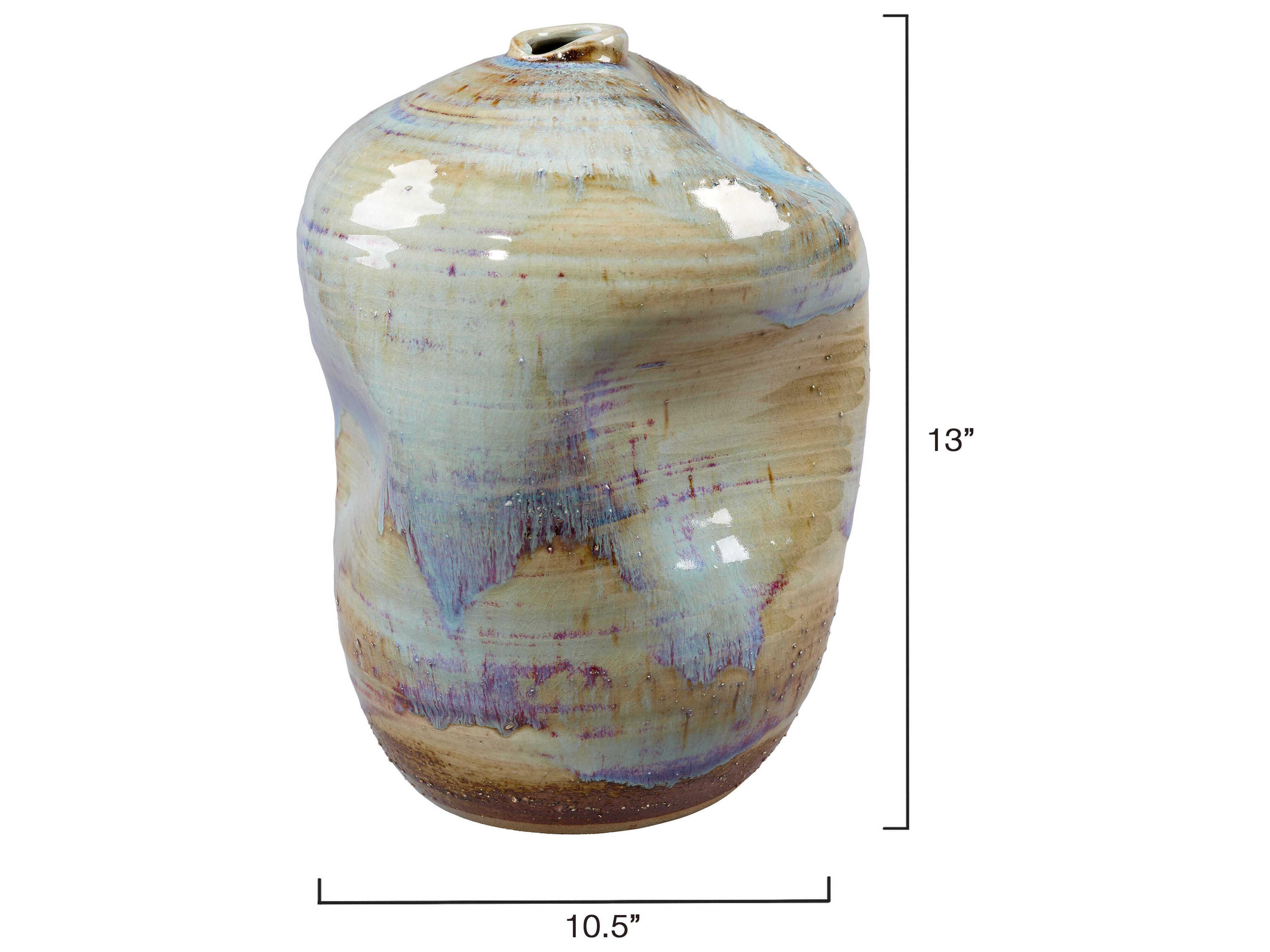 Jamie Young Granada Reactive Blue Natural Purple Glaze Vase