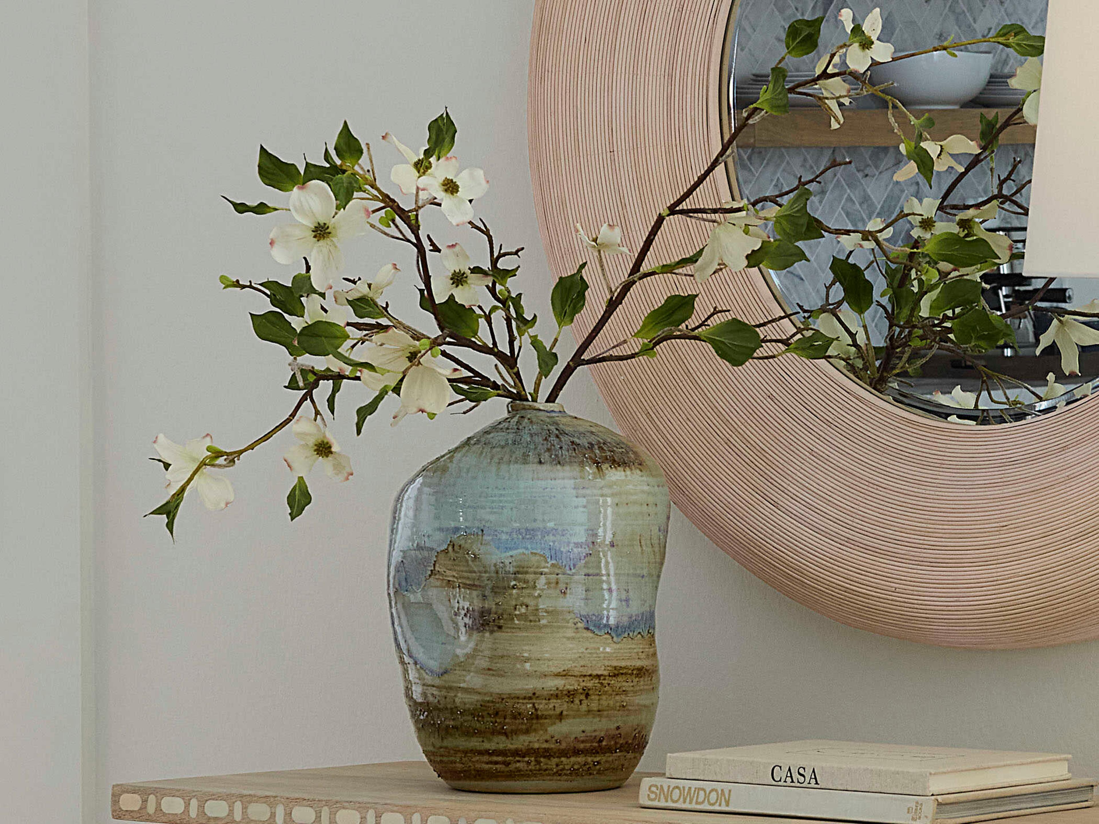 Jamie Young Granada Reactive Blue Natural Purple Glaze Vase