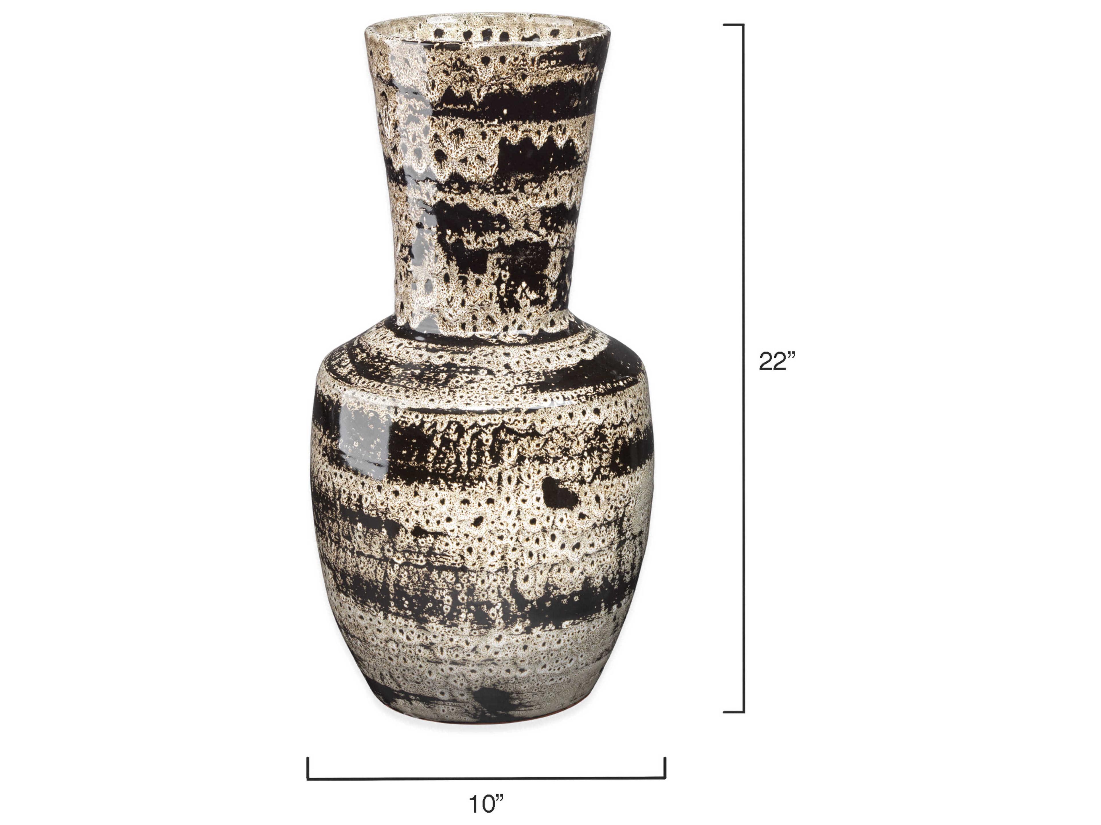 Jamie Young Jones Beige / Black Ceramic Vase