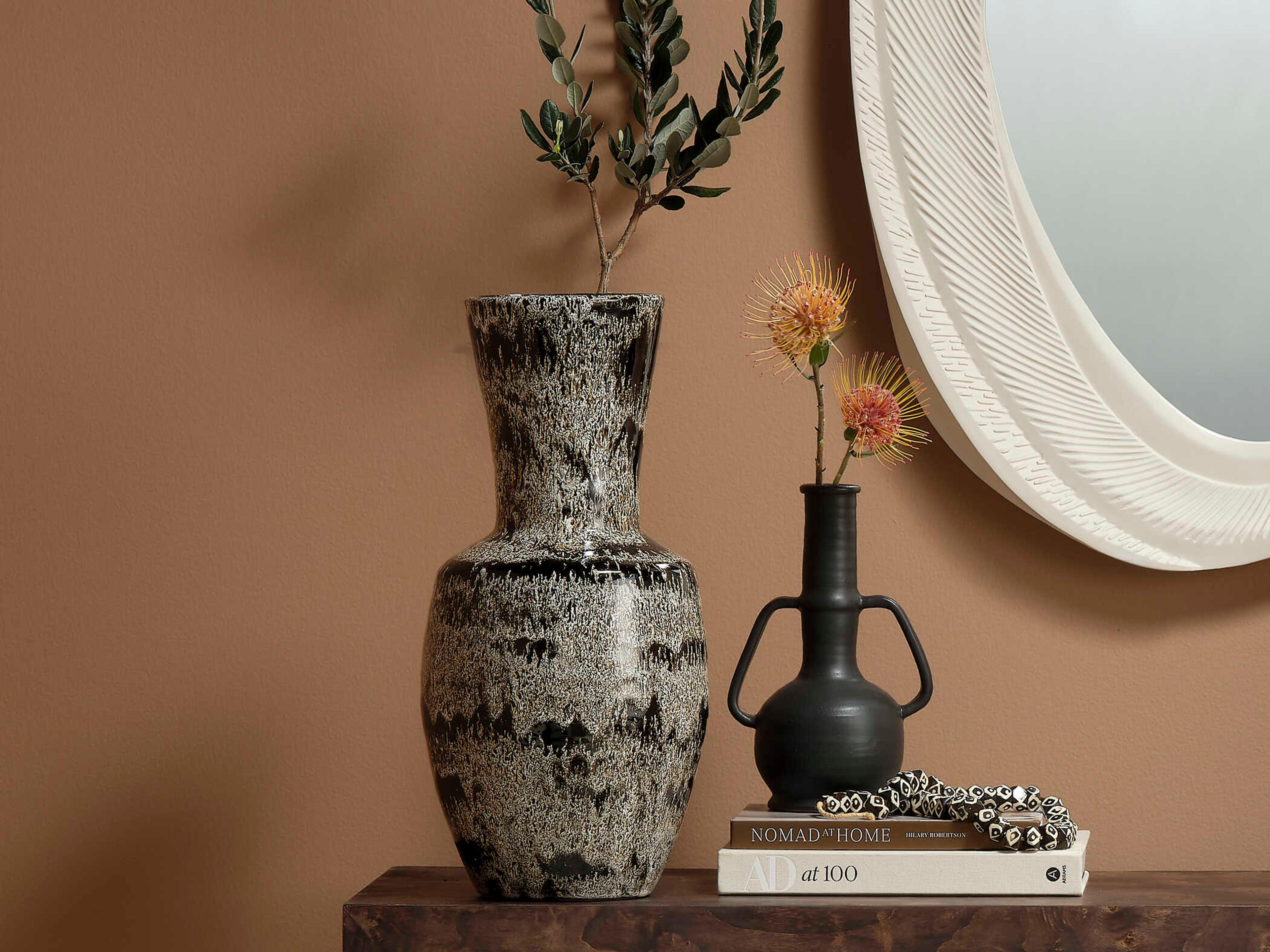 Jamie Young Jones Beige / Black Ceramic Vase