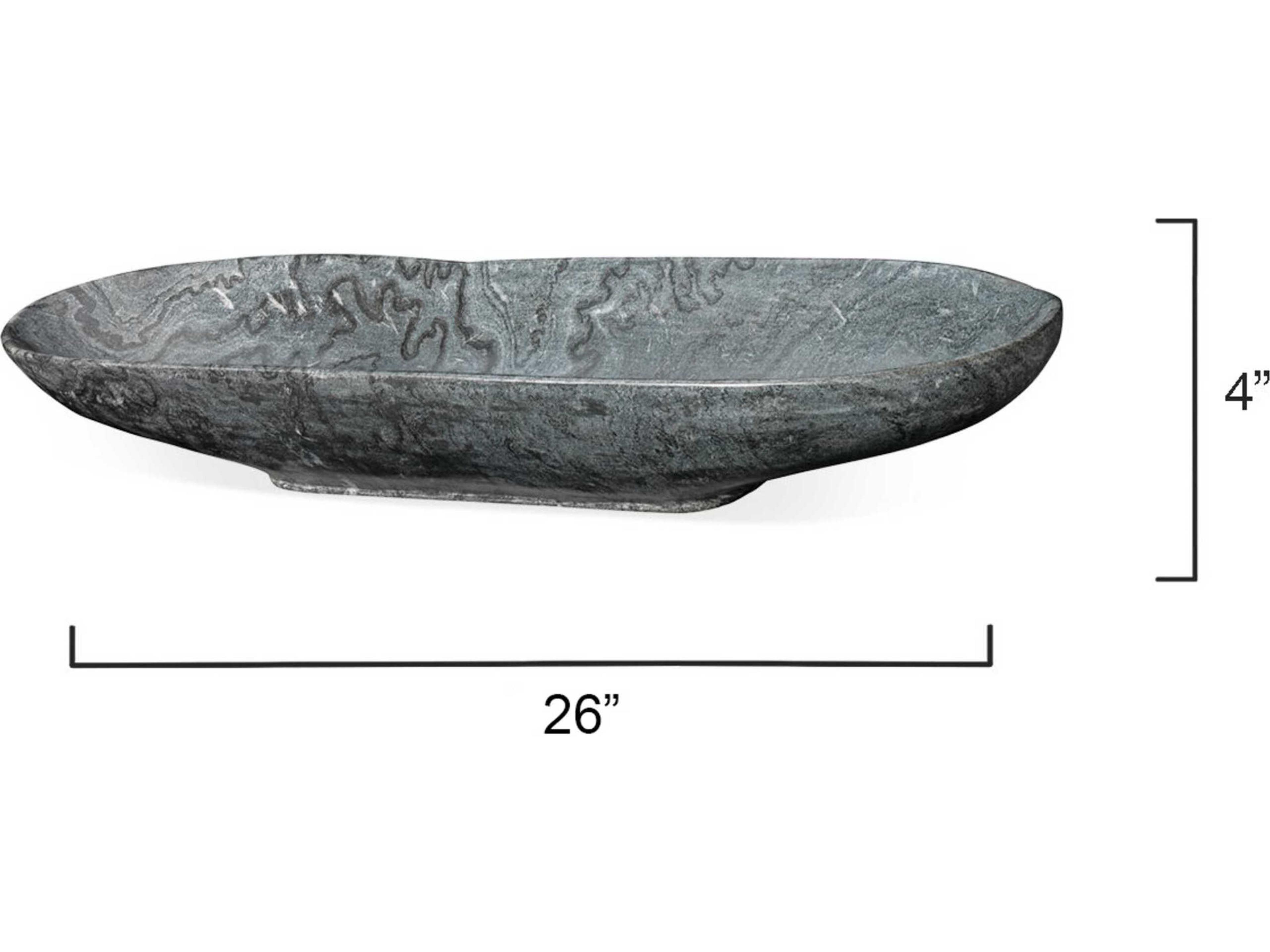 Jamie Young Marble Grey Marble Long Oval Bowl