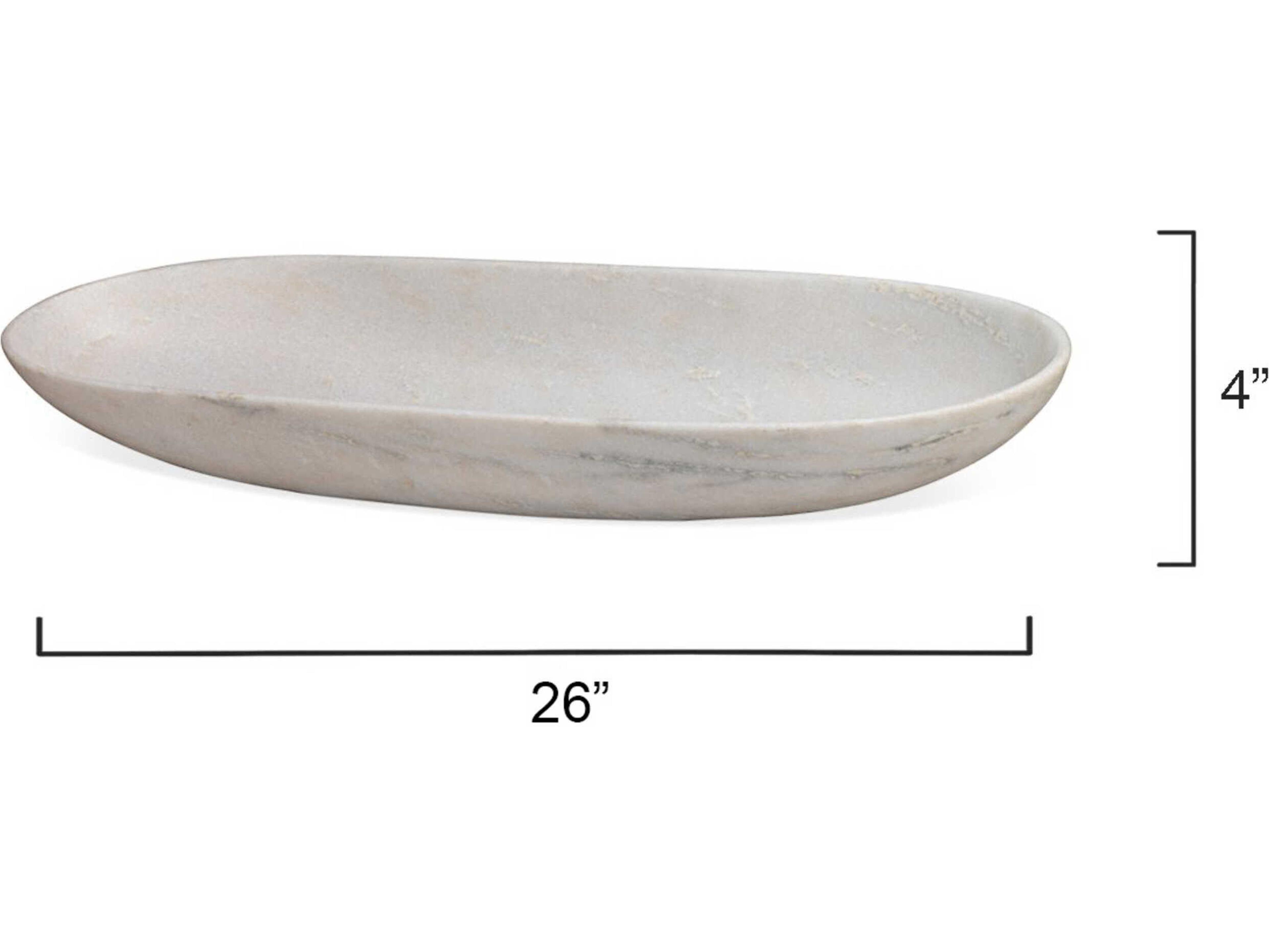 Jamie Young Long Oval White Marble Bowl