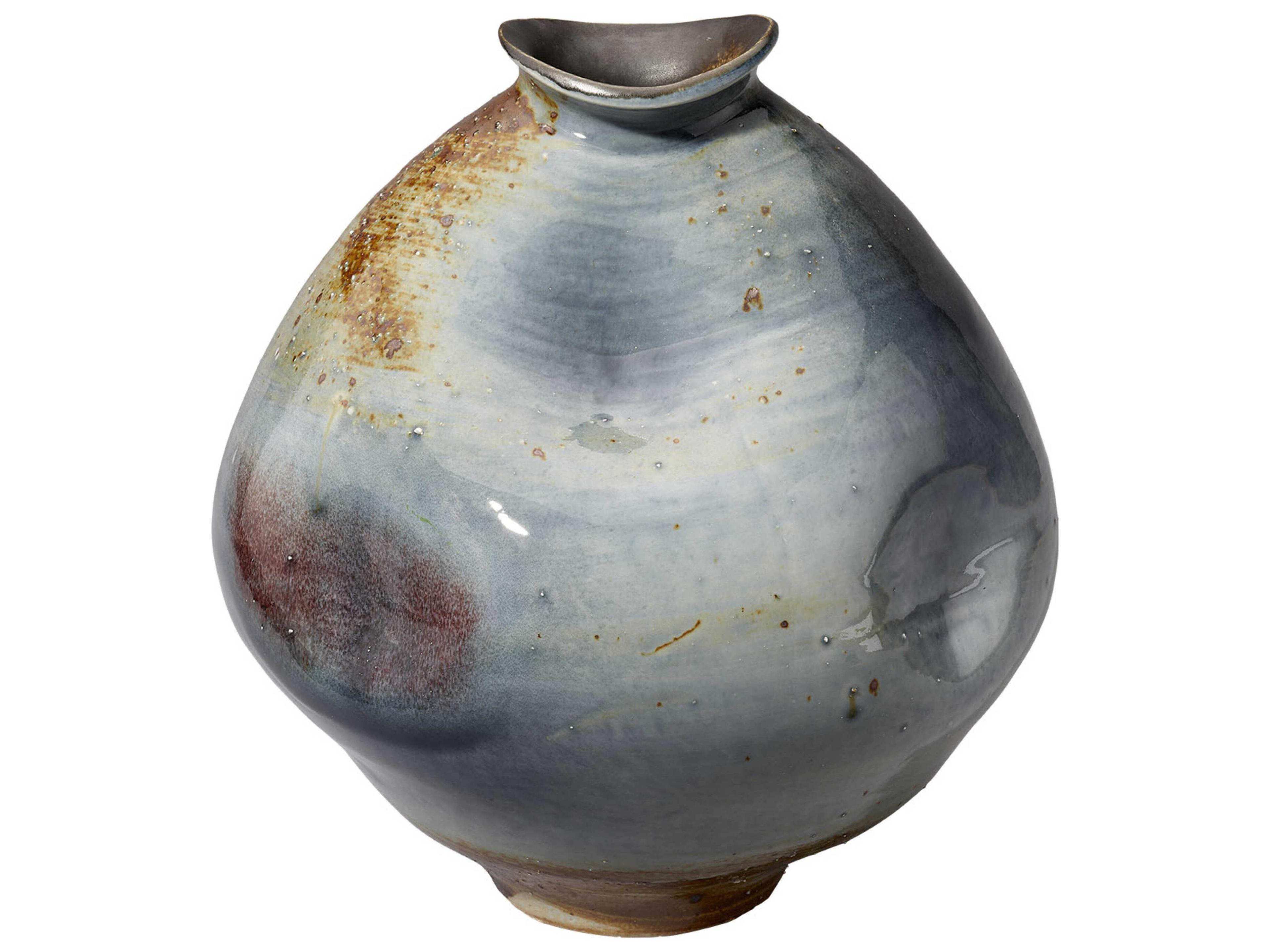 Jamie Young Madrid Reactive Blue Natural Purple Glaze Vase