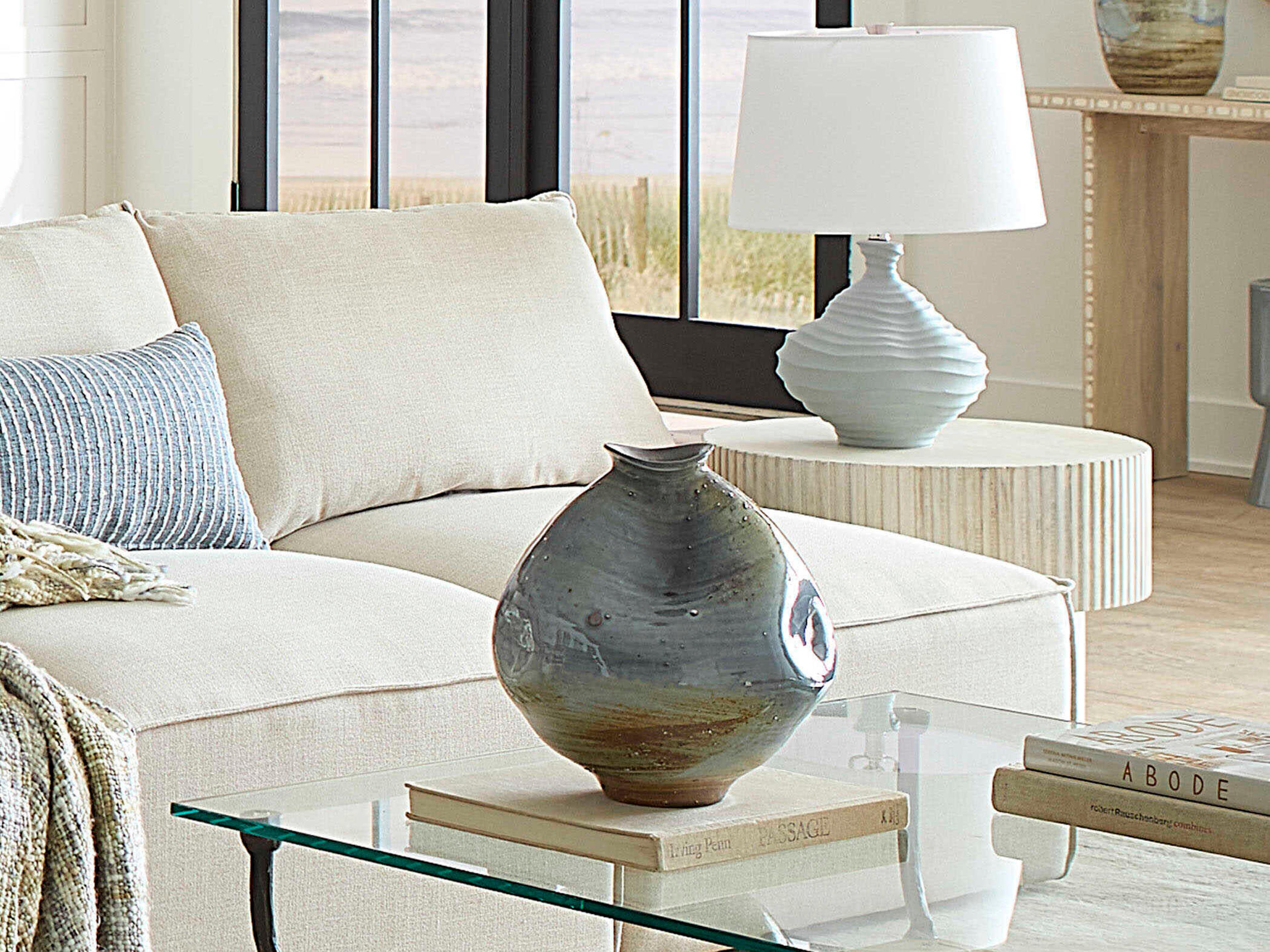 Jamie Young Madrid Reactive Blue Natural Purple Glaze Vase