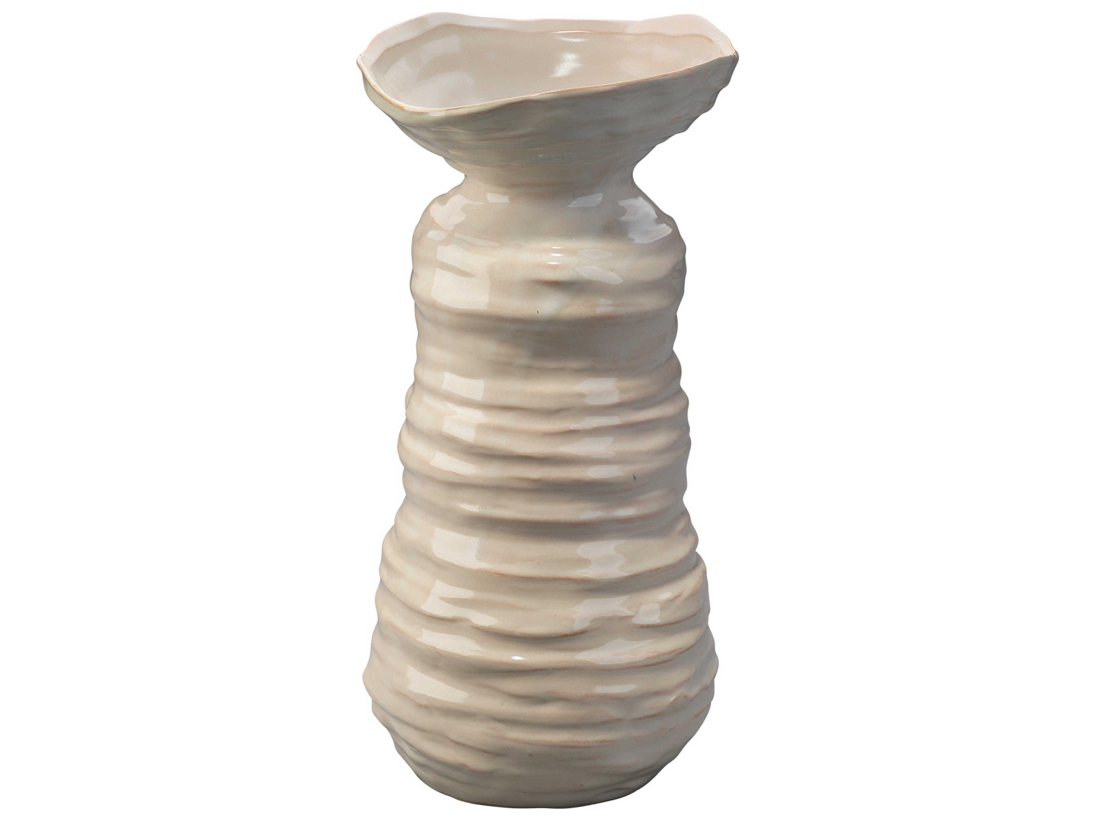 Jamie Young Marine Pearl Cream 16" Height Ceramic Vase
