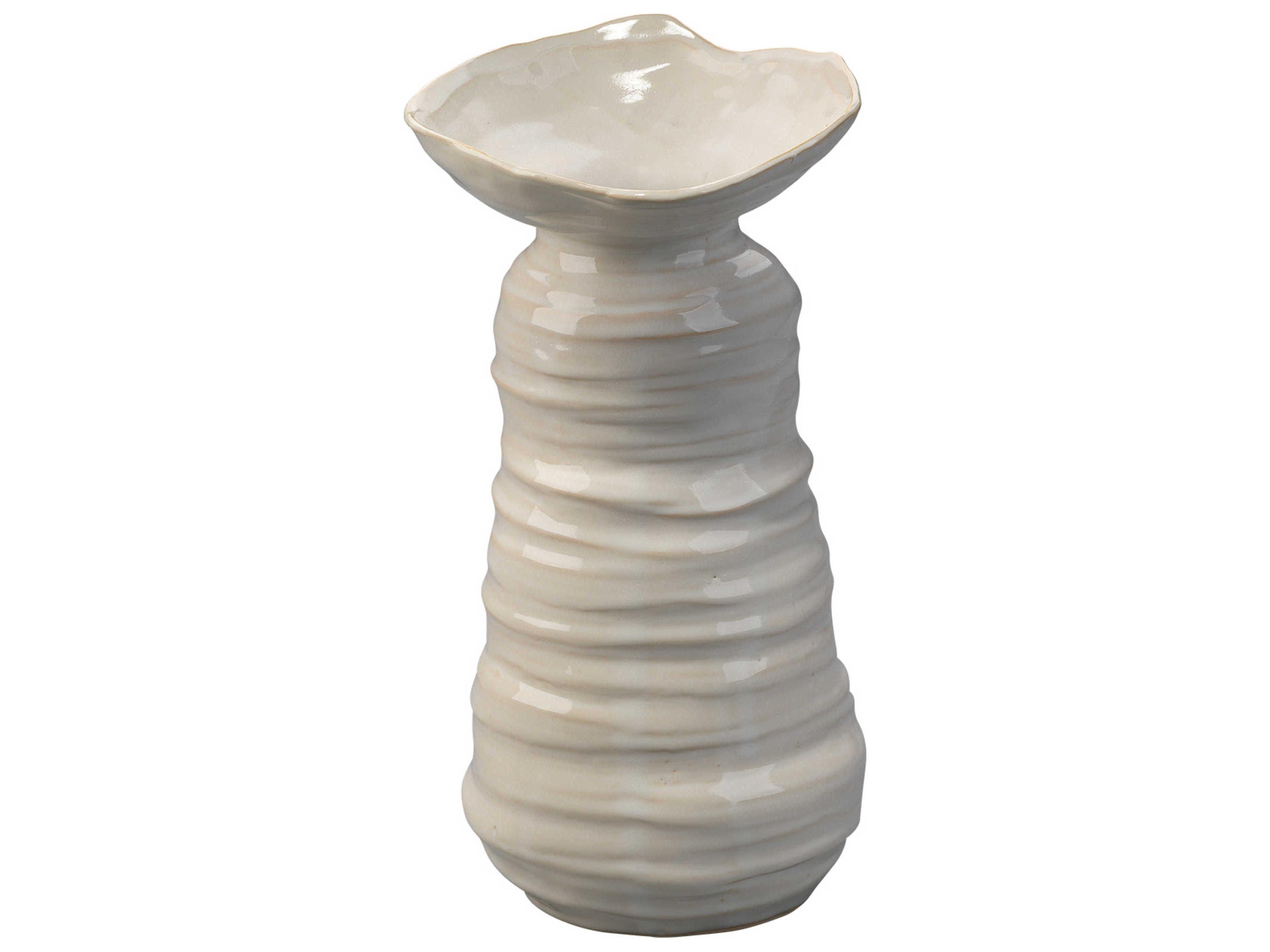 Jamie Young Marine Pearl Cream 12" Height Ceramic Vase