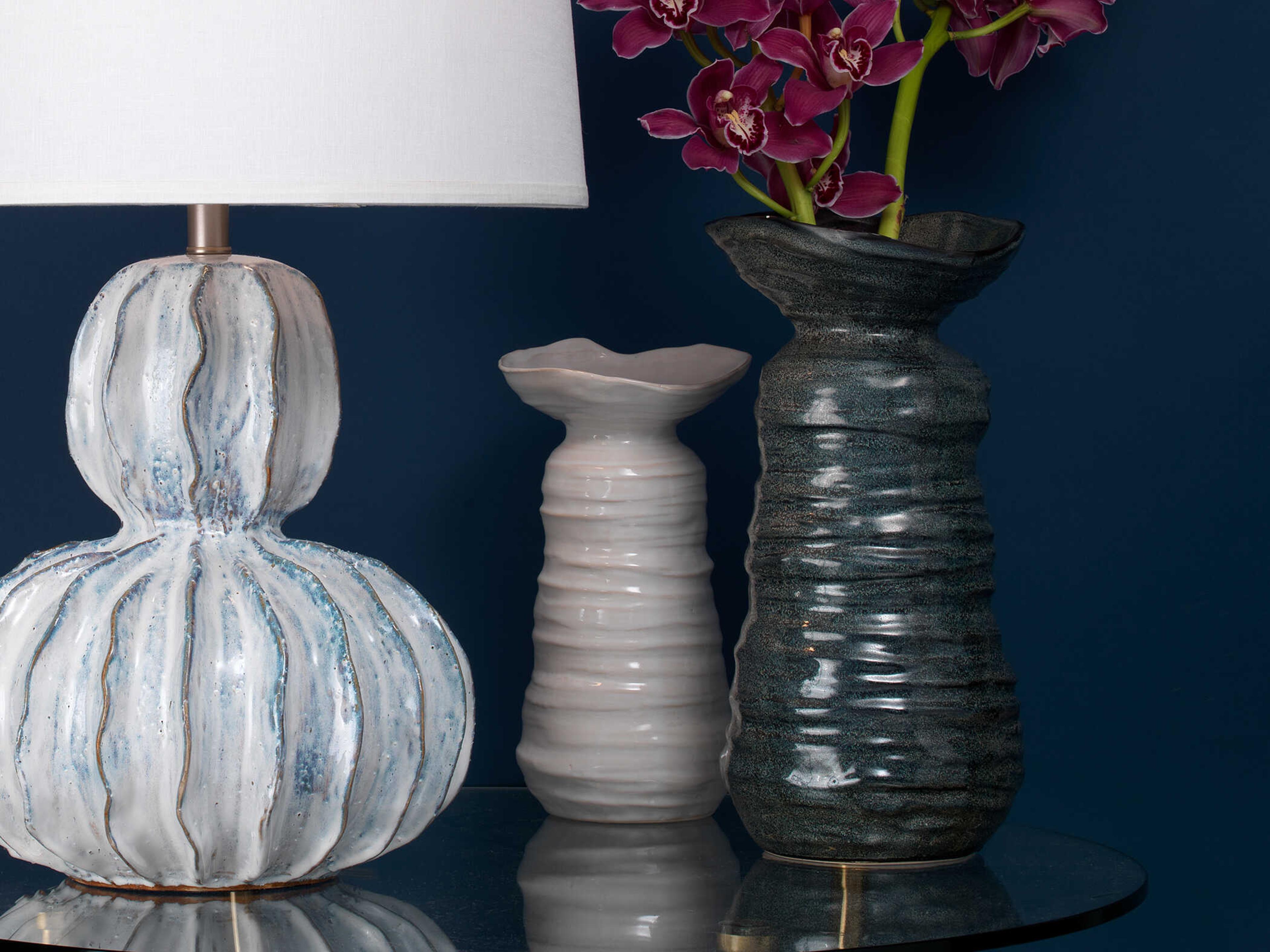 Jamie Young Marine Pearl Cream 12" Height Ceramic Vase