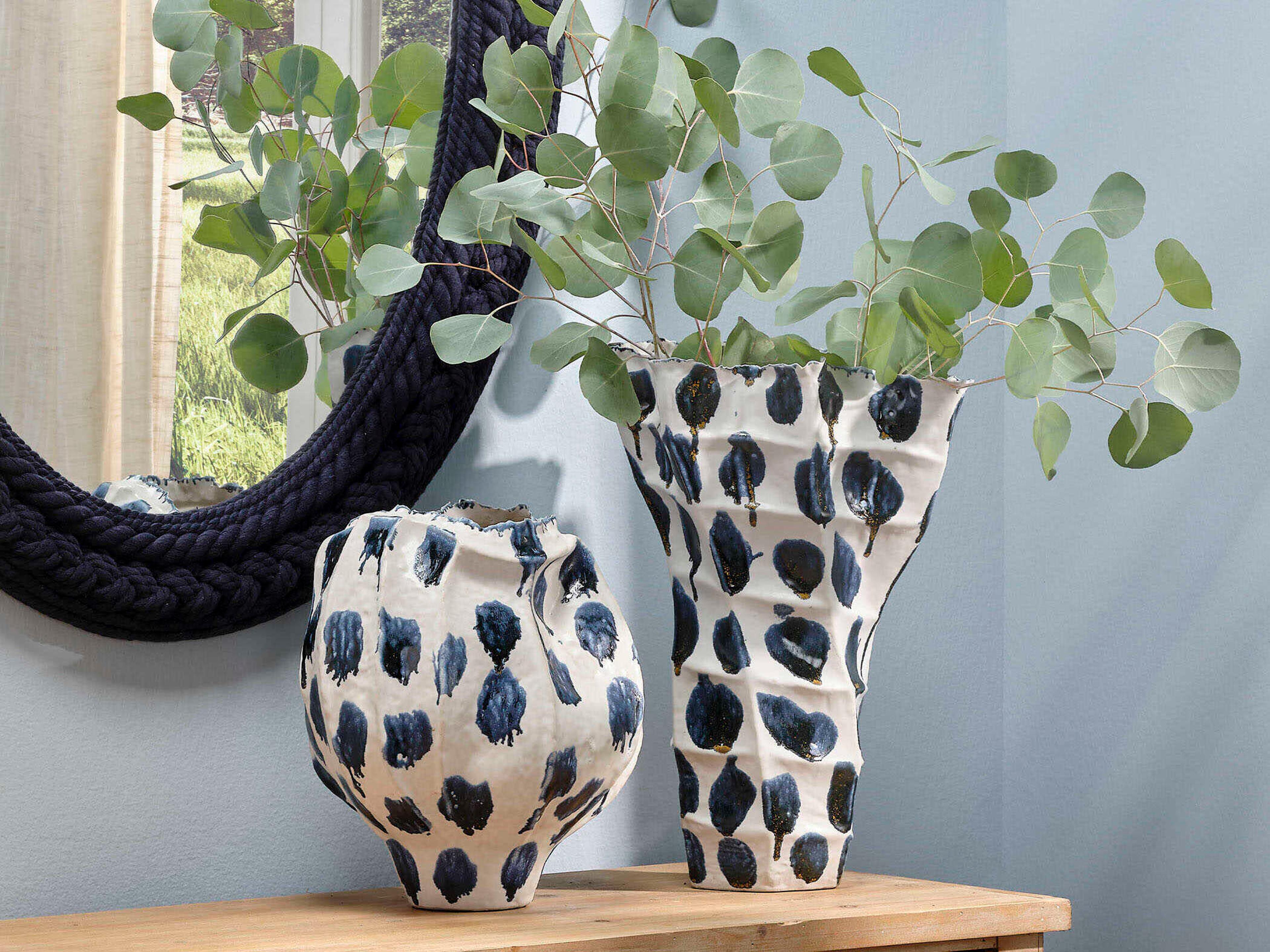 Jamie Young Monet Reactive Blue Glaze Vase