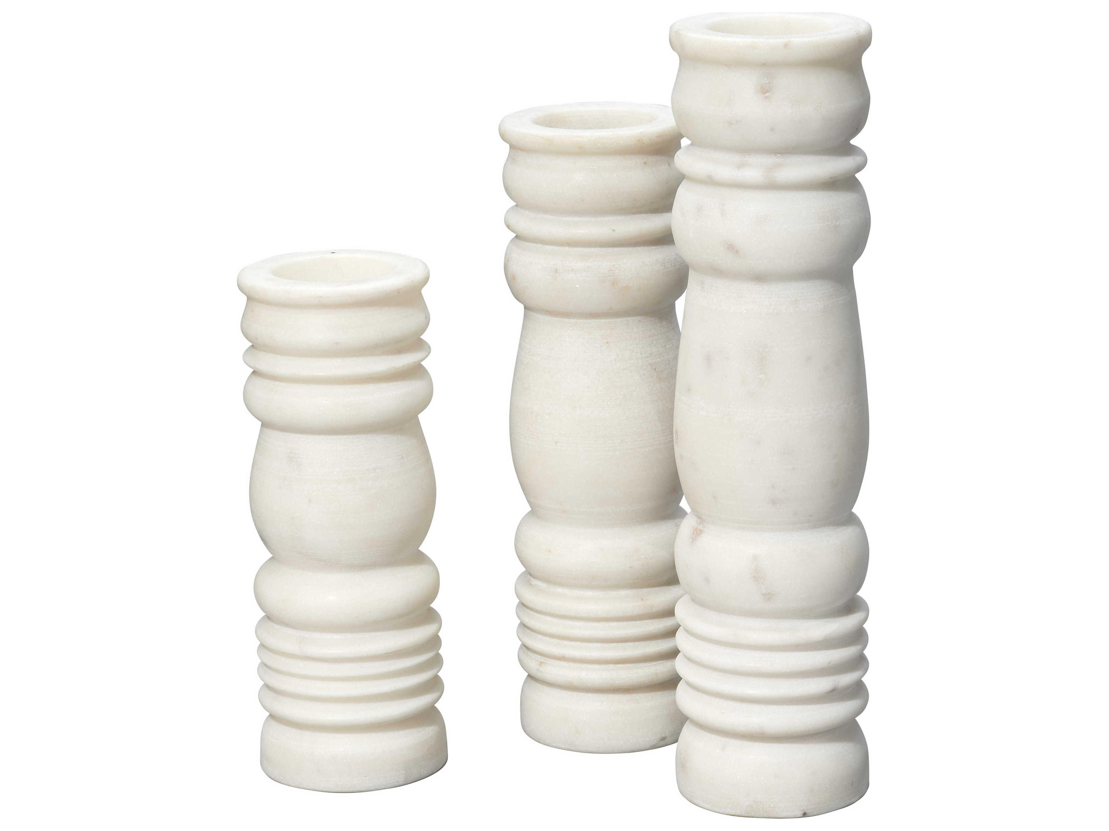 Jamie Young Monument White Candle Holder Set of 3