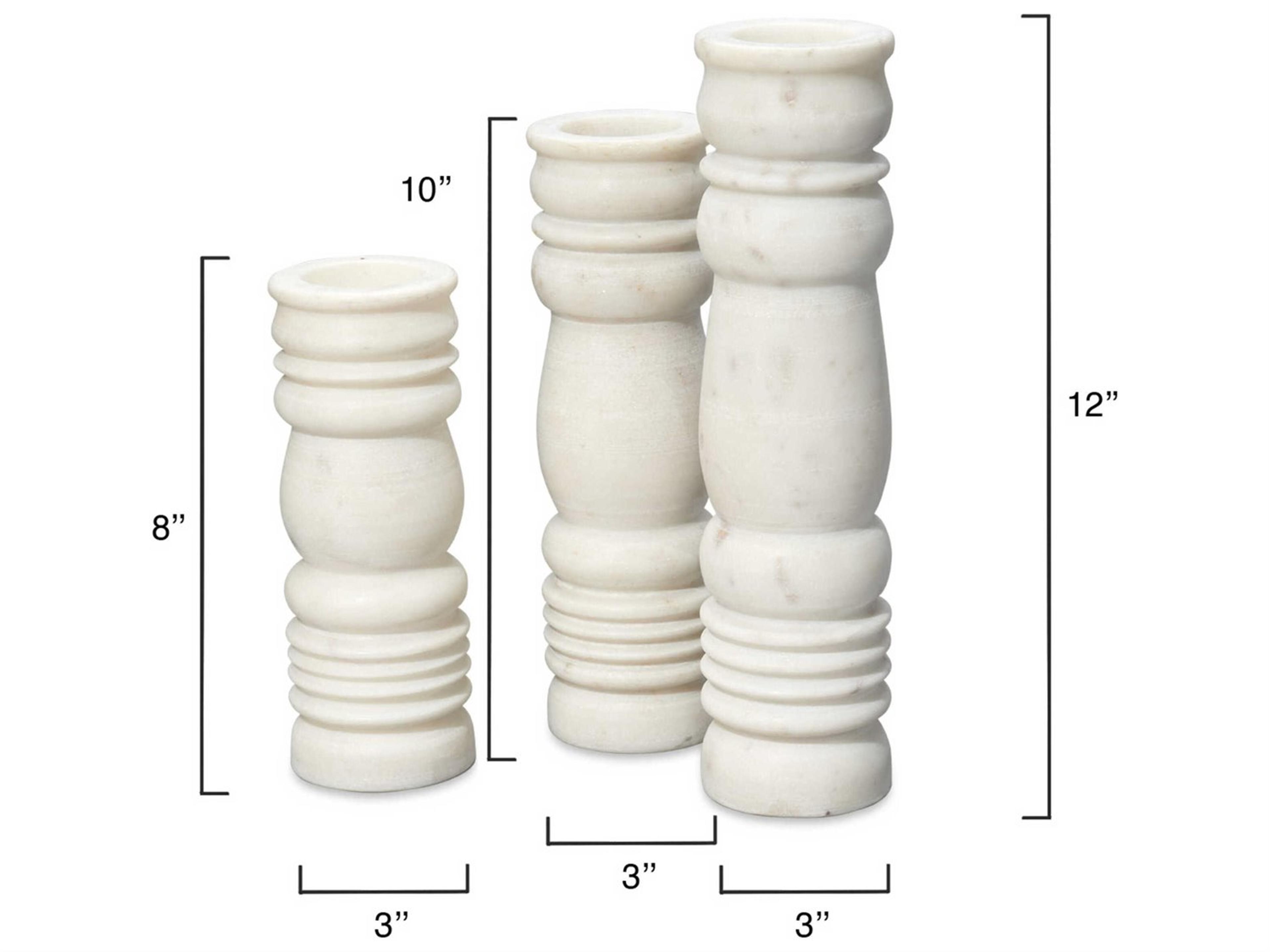 Jamie Young Monument White Candle Holder Set of 3