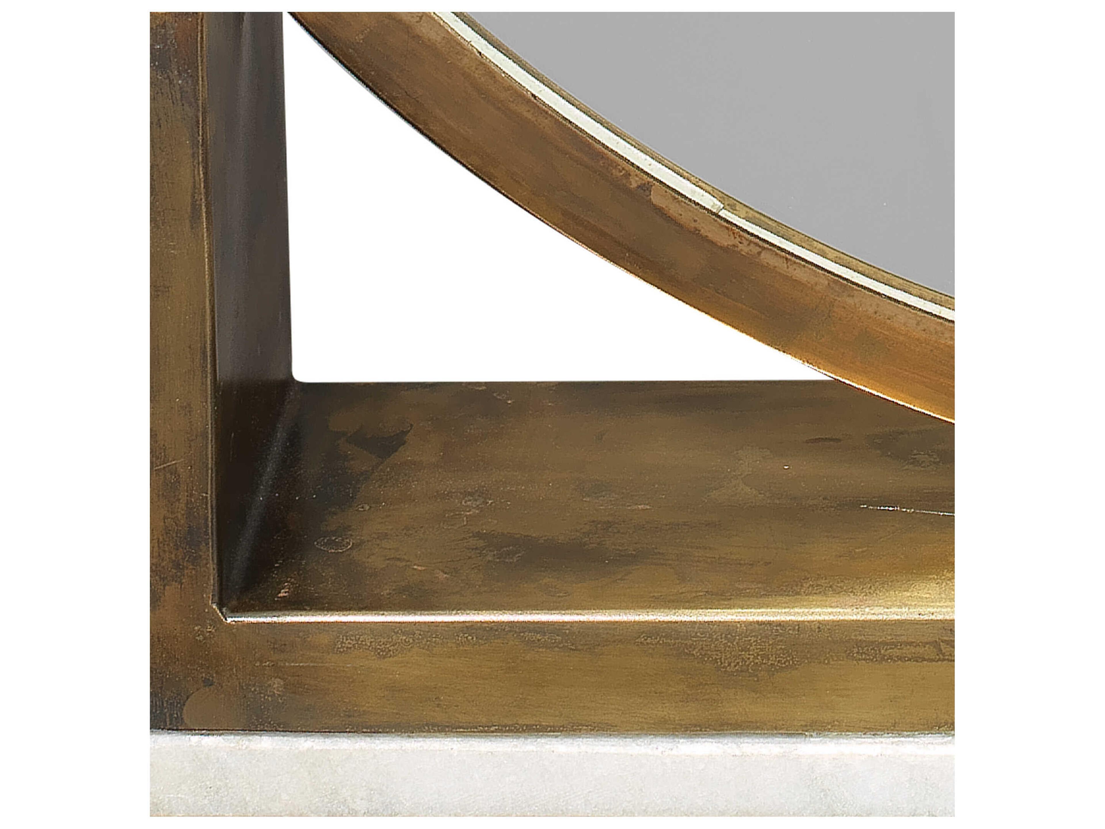 Jamie Young Odyssey Antique Brass & Marble Round Dresser Mirror